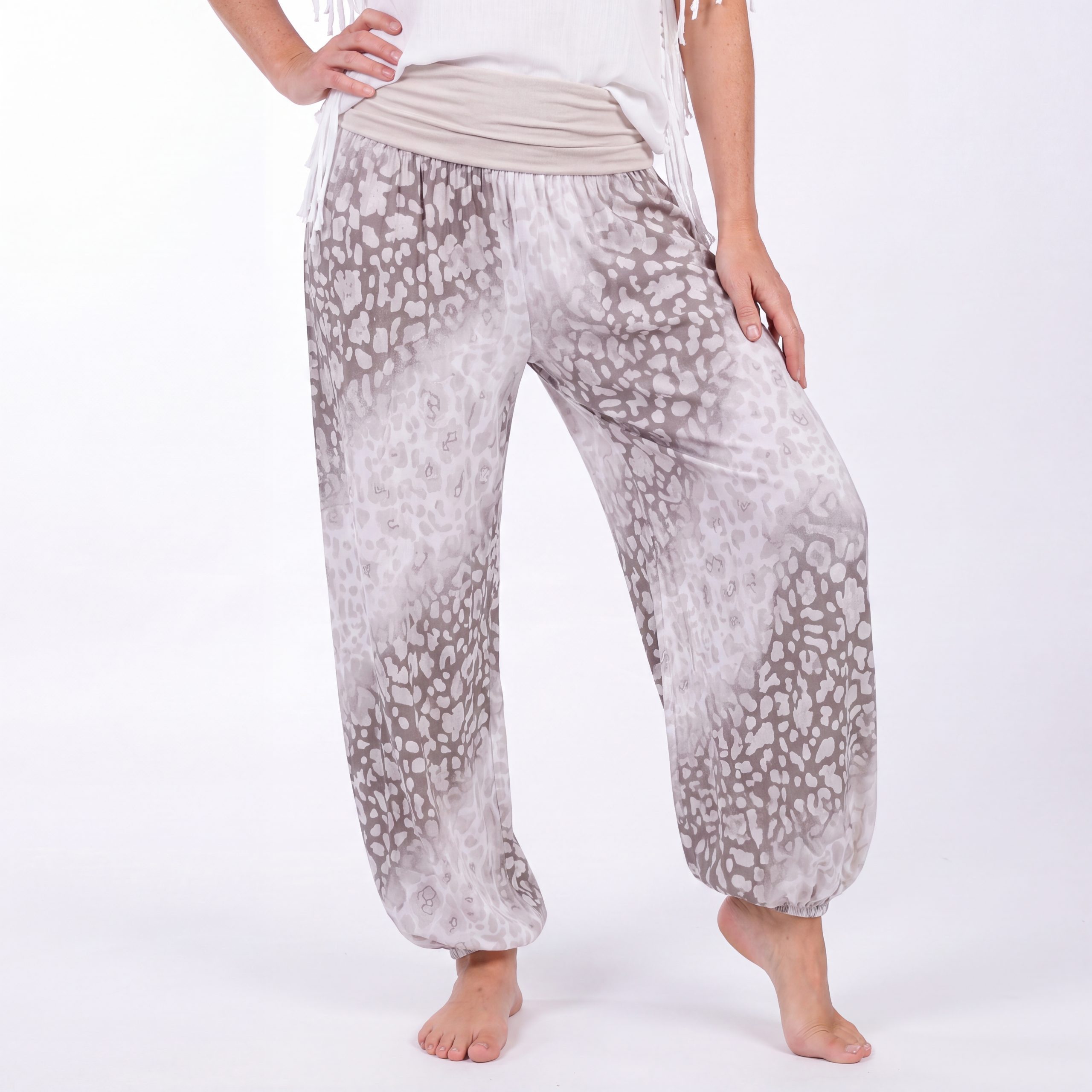 OriginalYou Haremshose Flatterhose Damen Sommerhose weite Haremshose Leo Print mit elastischem Bund, sommerliches Design, Middle Waist
