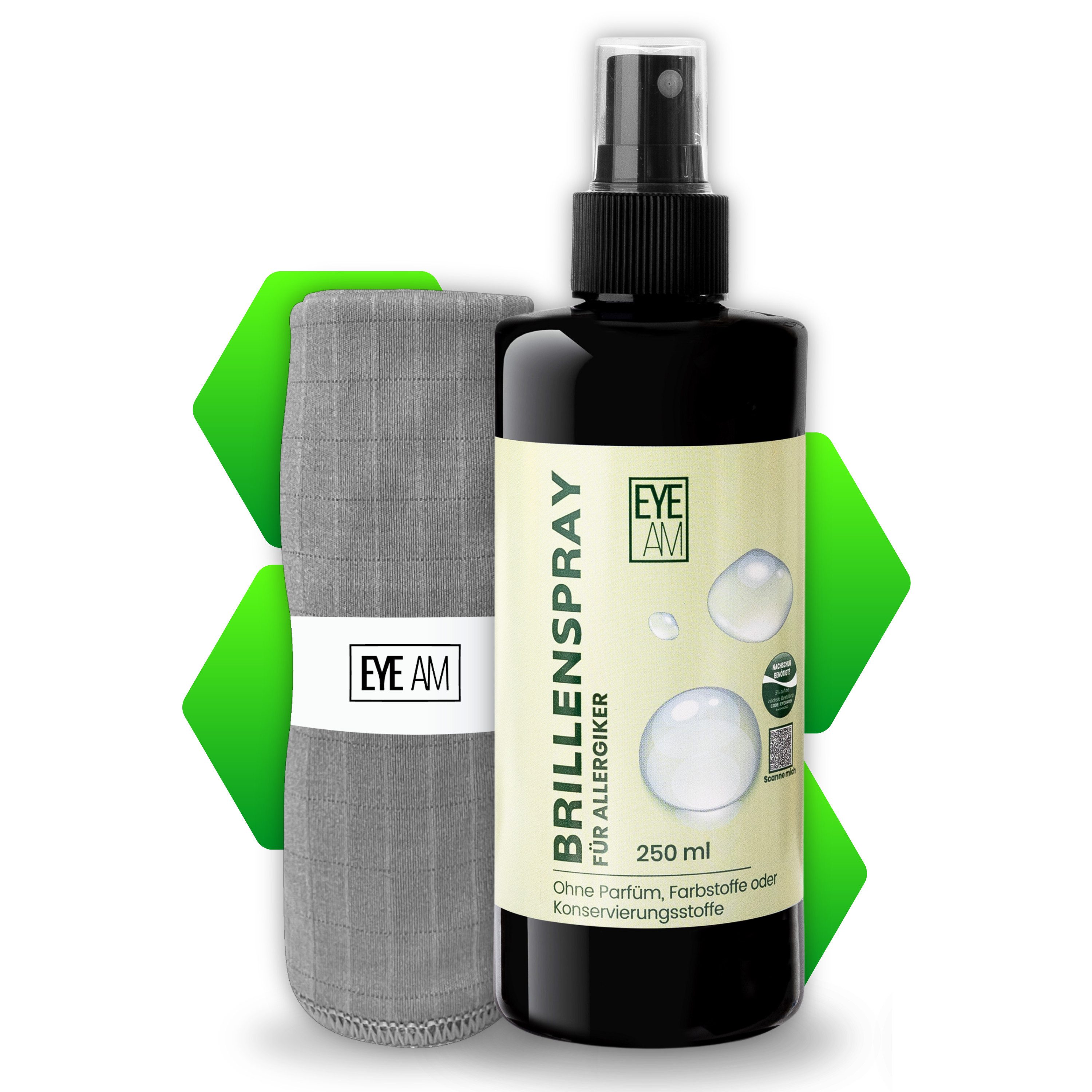Brillenreiniger Set, 250ml Reinigungsspray & Mikrofasertuch, Glasreiniger