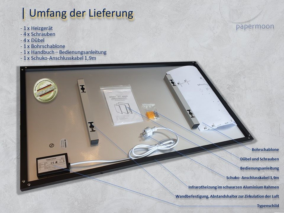 Papermoon Infrarotheizung viele STRANDMOTIVE BEACH PALME DÜNEN PREMIUM, Traumstrände, HZ(Strände) TÜV/GS zertifiziert, 20x versch. Strandmotive zum Träumen