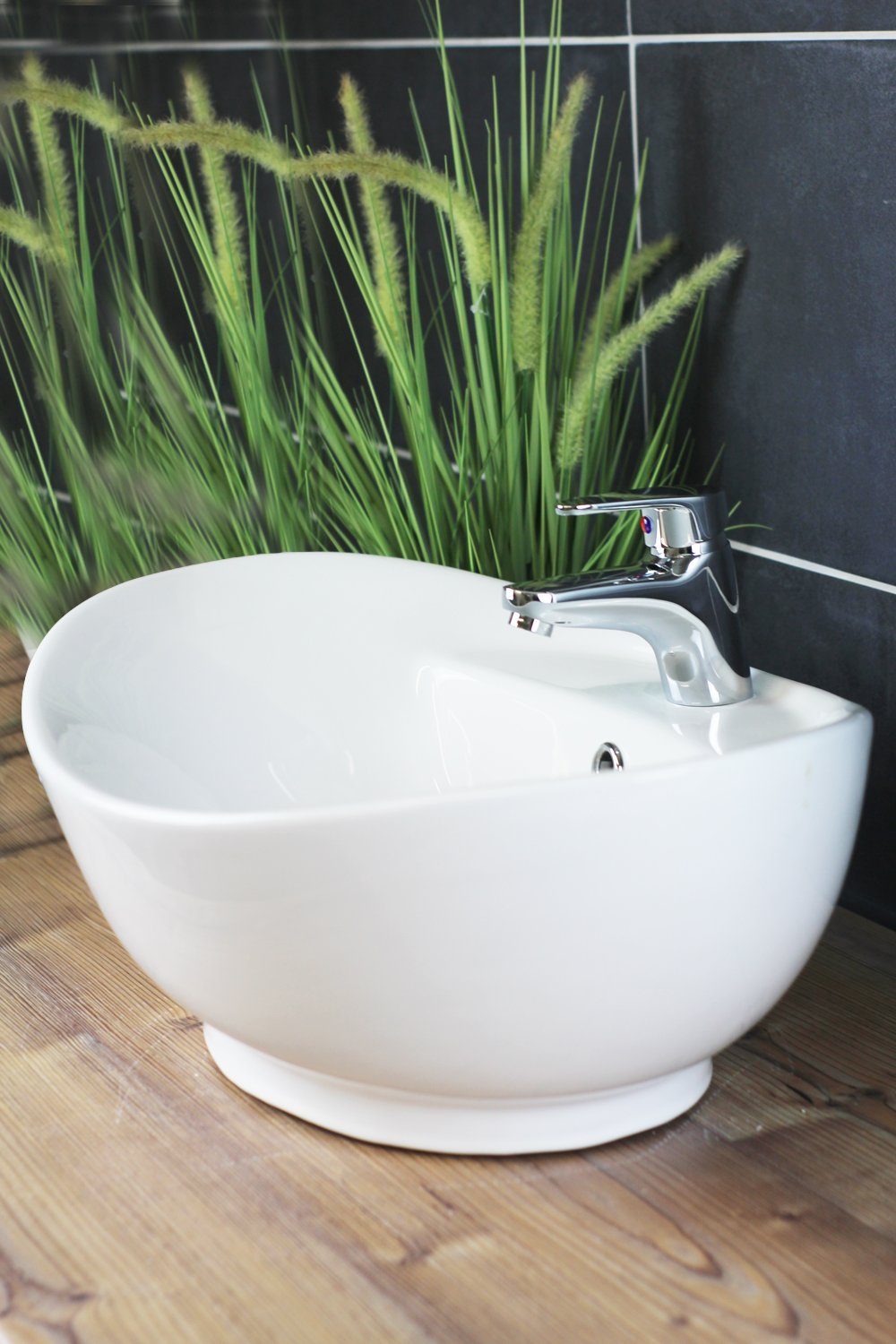 Arnusa Aufsatzwaschbecken Oval 60 x 40 cm Badezimmer Handwaschbecken Waschs günstig online kaufen