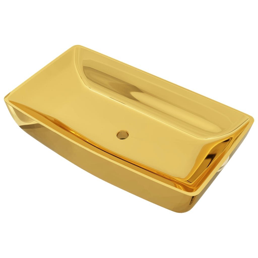 vidaXL Waschbecken Waschbecken Badezimmer Aufsatzwaschbecken 71x38x13,5 cm Keramik Golden