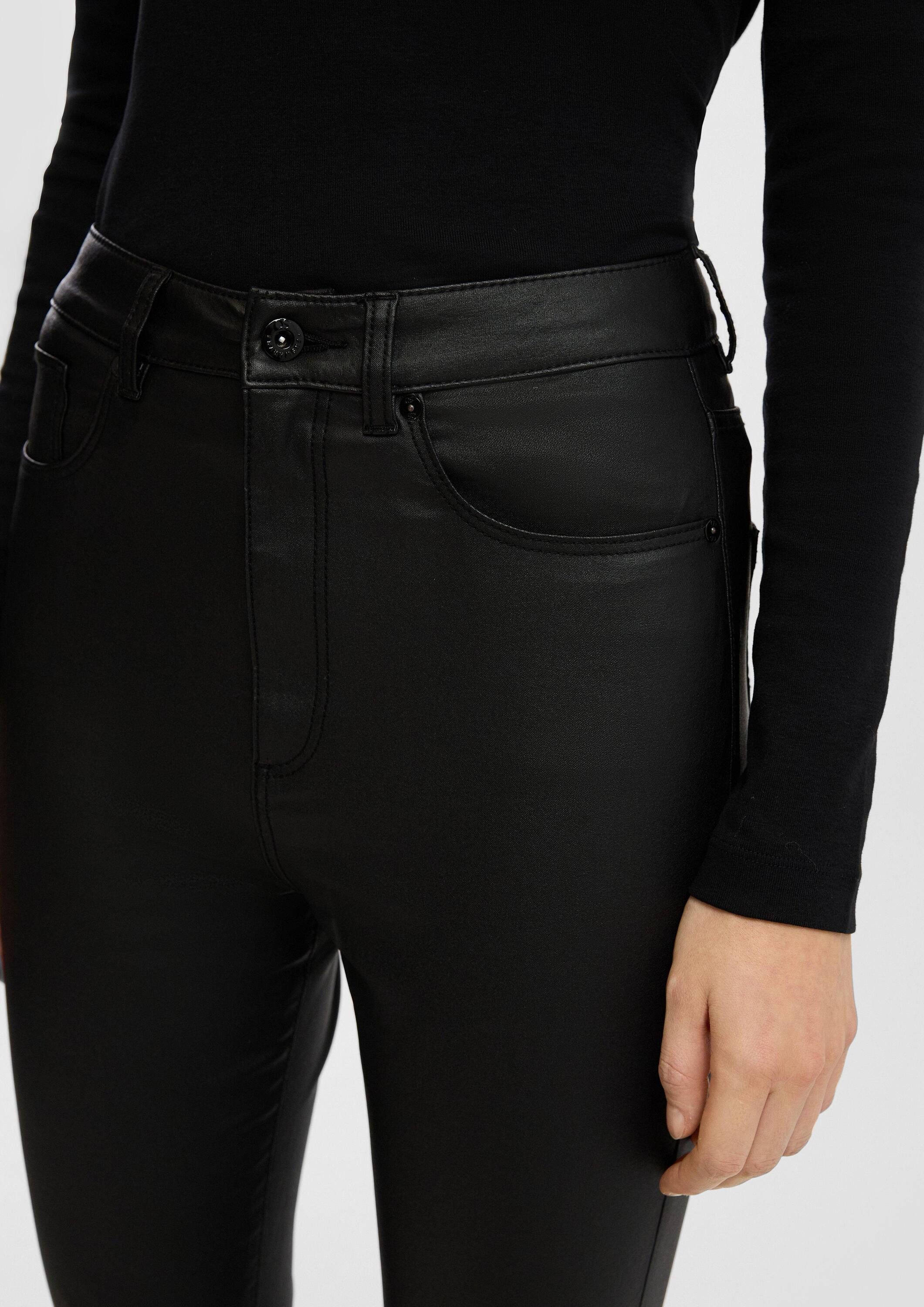 QS Chinos Hose Sadie / Skinny Fit / High Rise / Skinny Leg / Ankle-Länge mit Coating