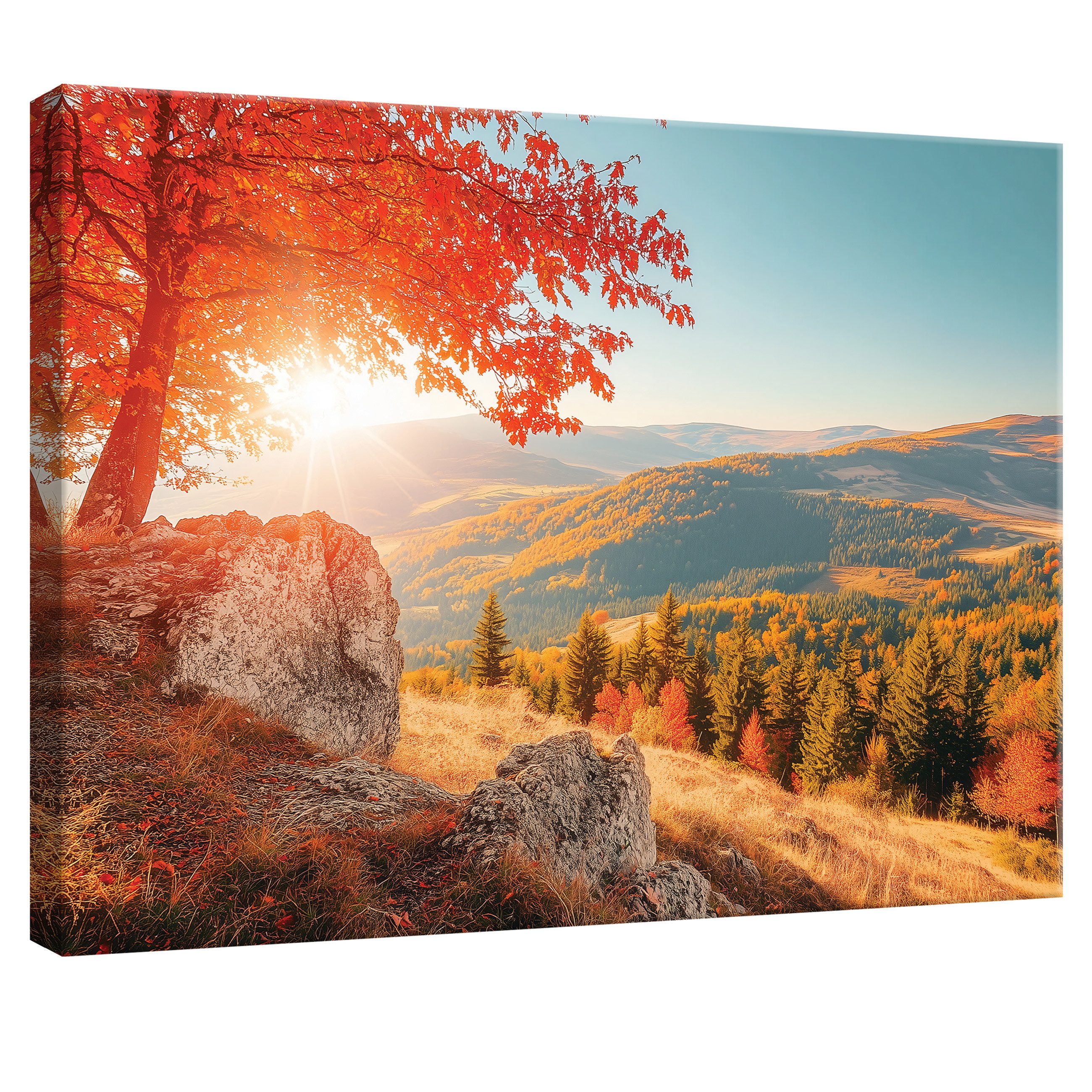 Leinwandbild Berge Natur Landschaft Wald Wandbilder XXL Wand Deko Bilder Modern