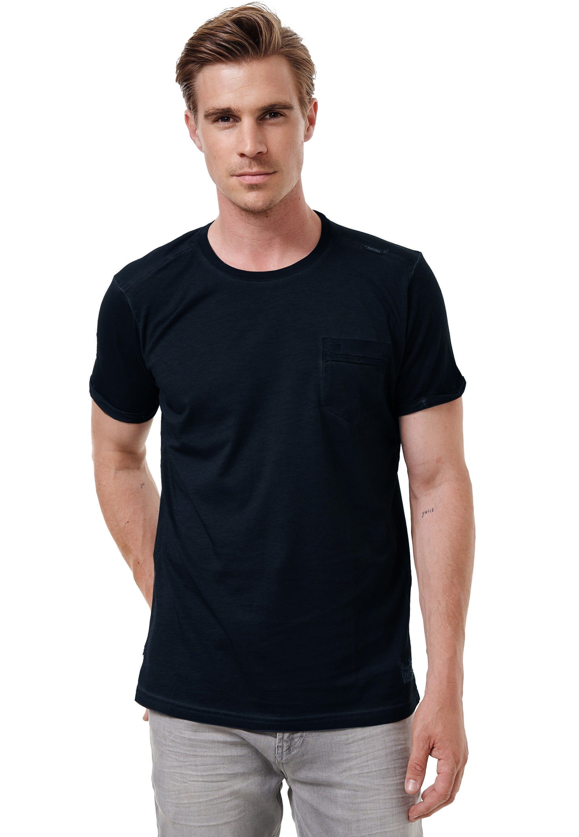 Rusty Neal T-Shirt mit aufgesetzter Brusttasche schwarz