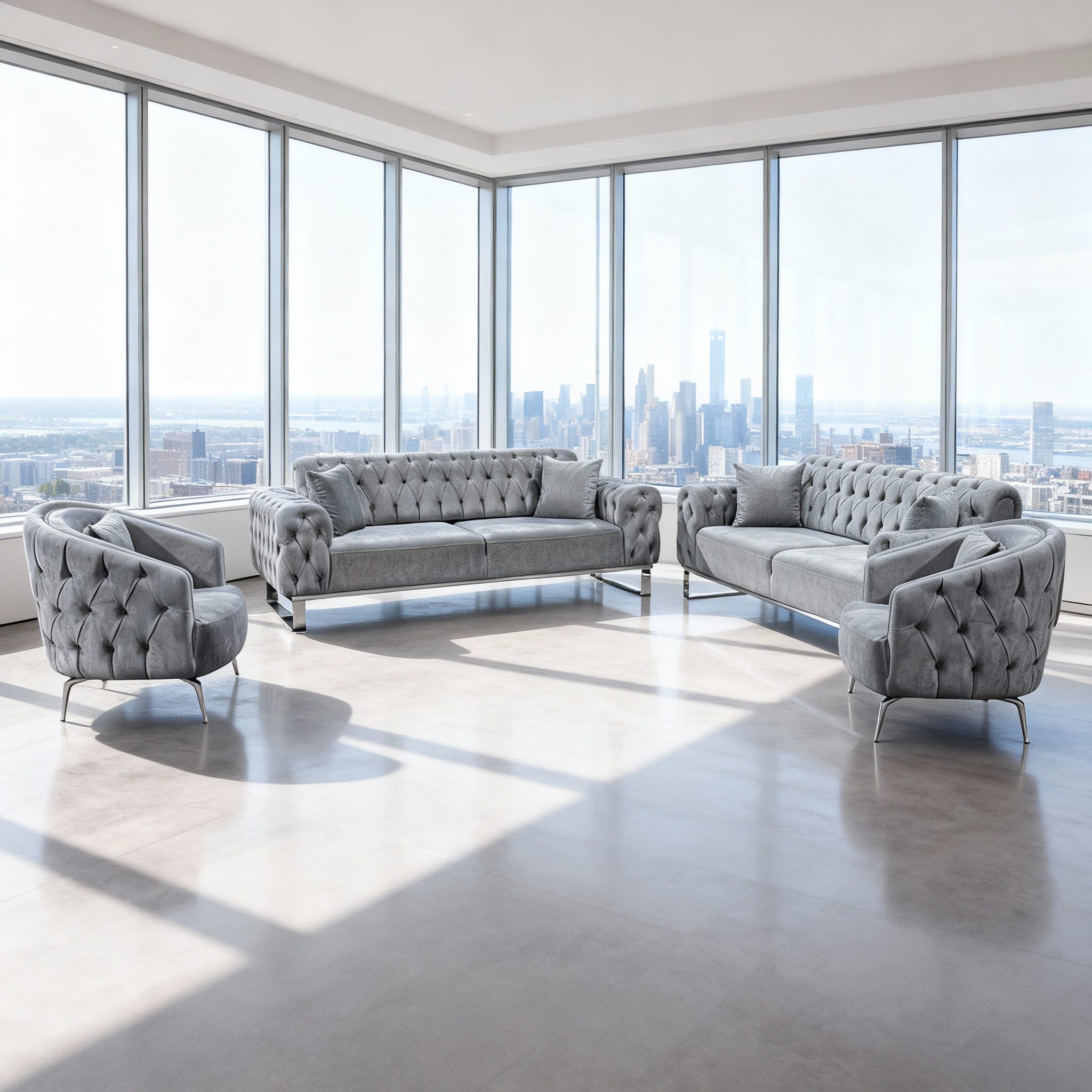 Palms-Store Sofa Set Jumeirah 3-Sitzer+2-Sitzer+Sessel in Samtstoff, Spar-S günstig online kaufen