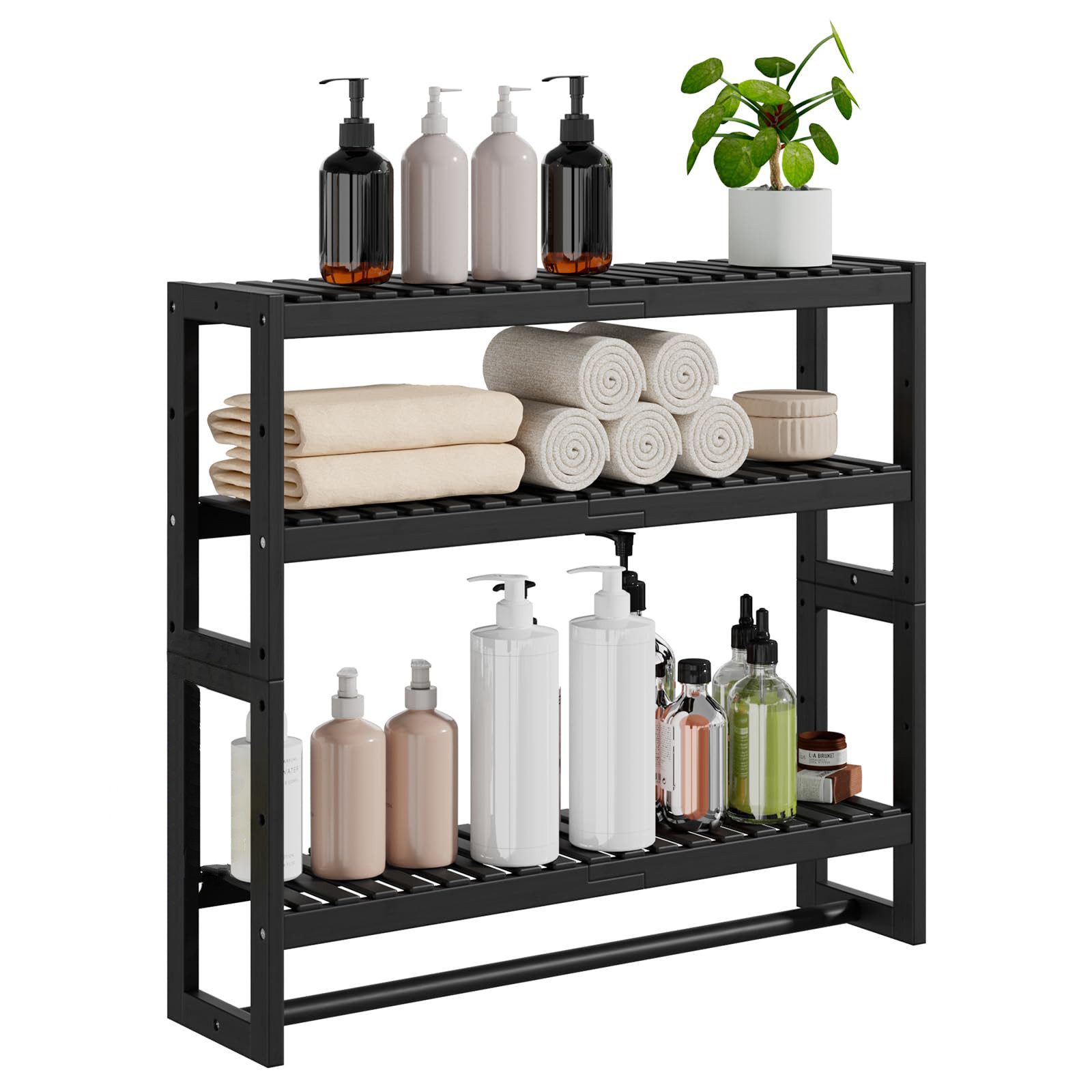 Coonoor Badregal Bambus-Badregal mit 3 Ebenen – Höhenverstellbar, Wand- ode günstig online kaufen