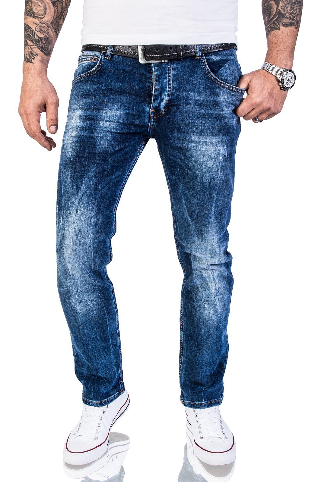 Blau Creek Herren RC-2110A Regular-fit-Jeans Jeans Stonewashed Rock