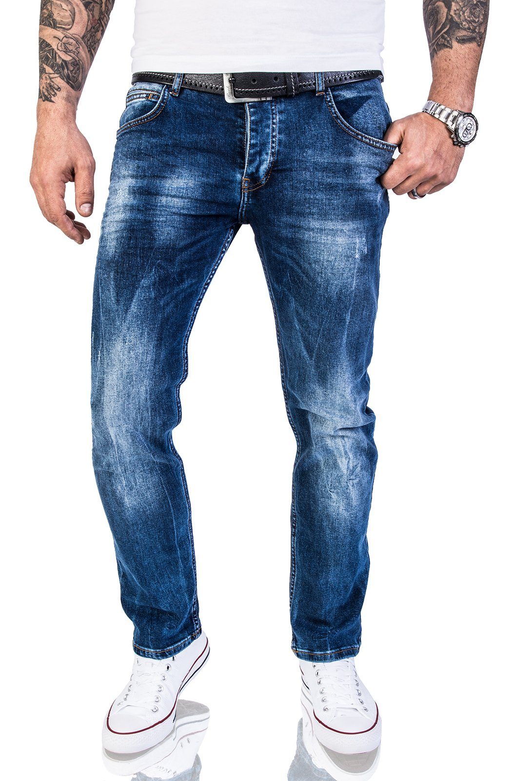 Rock Creek Regular-fit-Jeans Herren Jeans Stonewashed günstig online kaufen