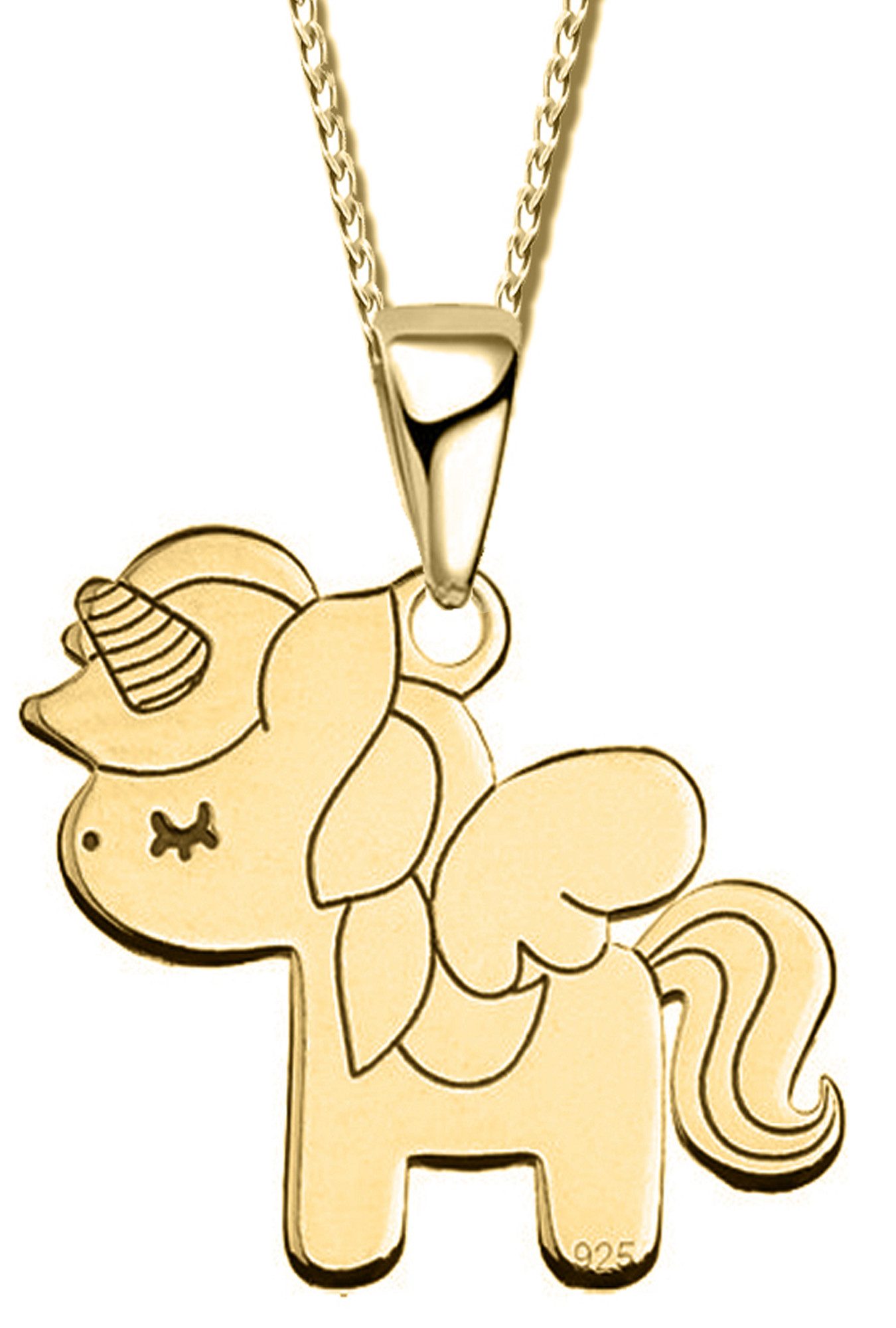 Limana Kette mit Anhänger 925 Silber Einhorn Pferde Kinderkette Kinderschmuck, Kinderkette Mädchen Kinderschmuck