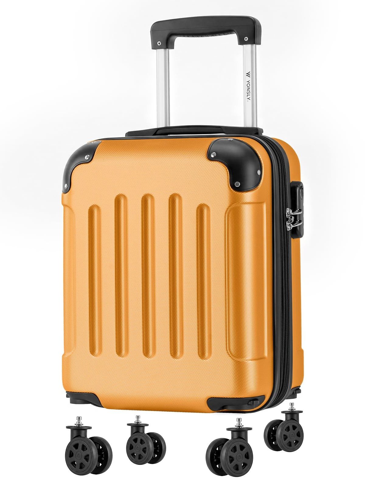 YONSLY Handgepäckkoffer Kabinenkoffer Reisekoffer Trolley mit abnehmbaren Rollrädern, 4 Rollen, ABS-Hartschale mit Zahlenschloss und ergonomischem Gummigriff