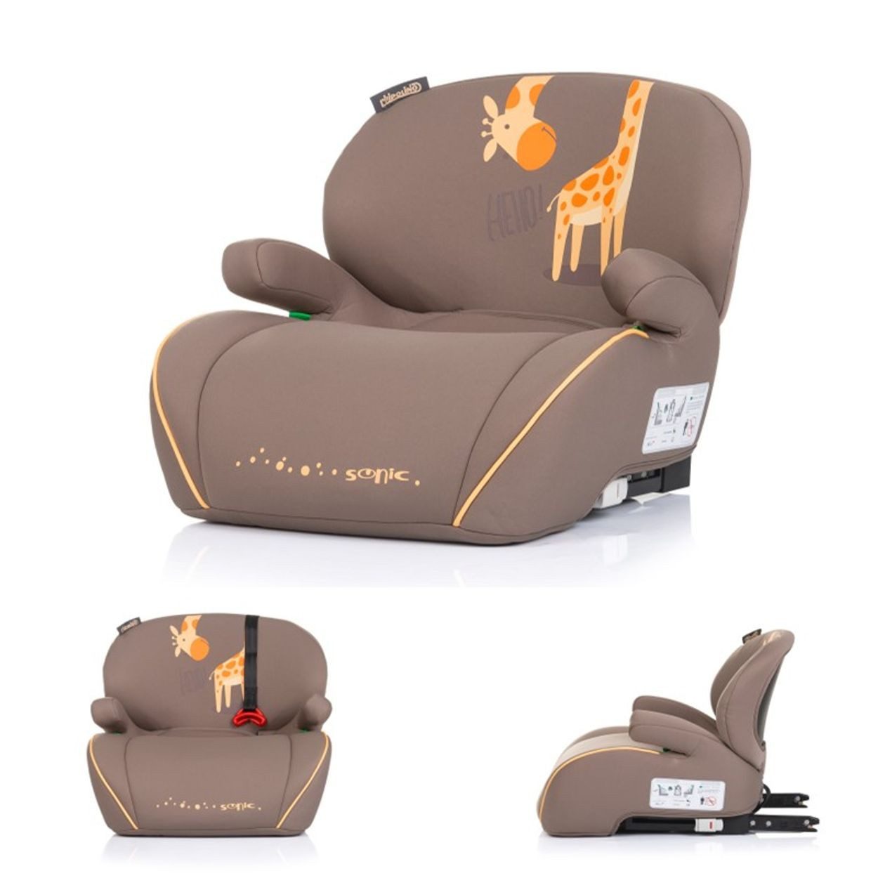 Chipolino Kindersitzerhöhung Kindersitz, Sitzerhöhung Sonic, ab: 6, bis: 12, bis: 36 kg, Isofix, i-Size, 125-150 cm, Armlehne