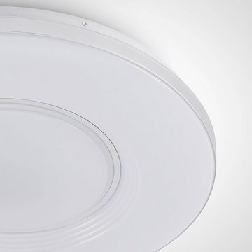 Lindby LED Deckenleuchte Robini, dimmbar, LED-Leuchtmittel fest verbaut, Farbwechsel warmweiß / tageslicht, Modern, Metall, Kunststoff, weiß, chrom, 1 flammig, inkl.