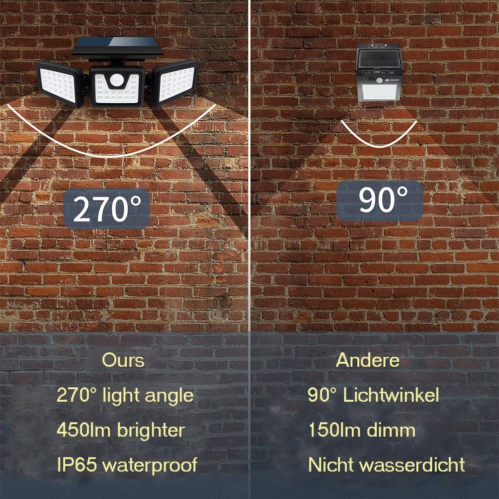 GelldG Außen, Solarleuchte LED Solarlampen für 74 LEDs Solarleuchten