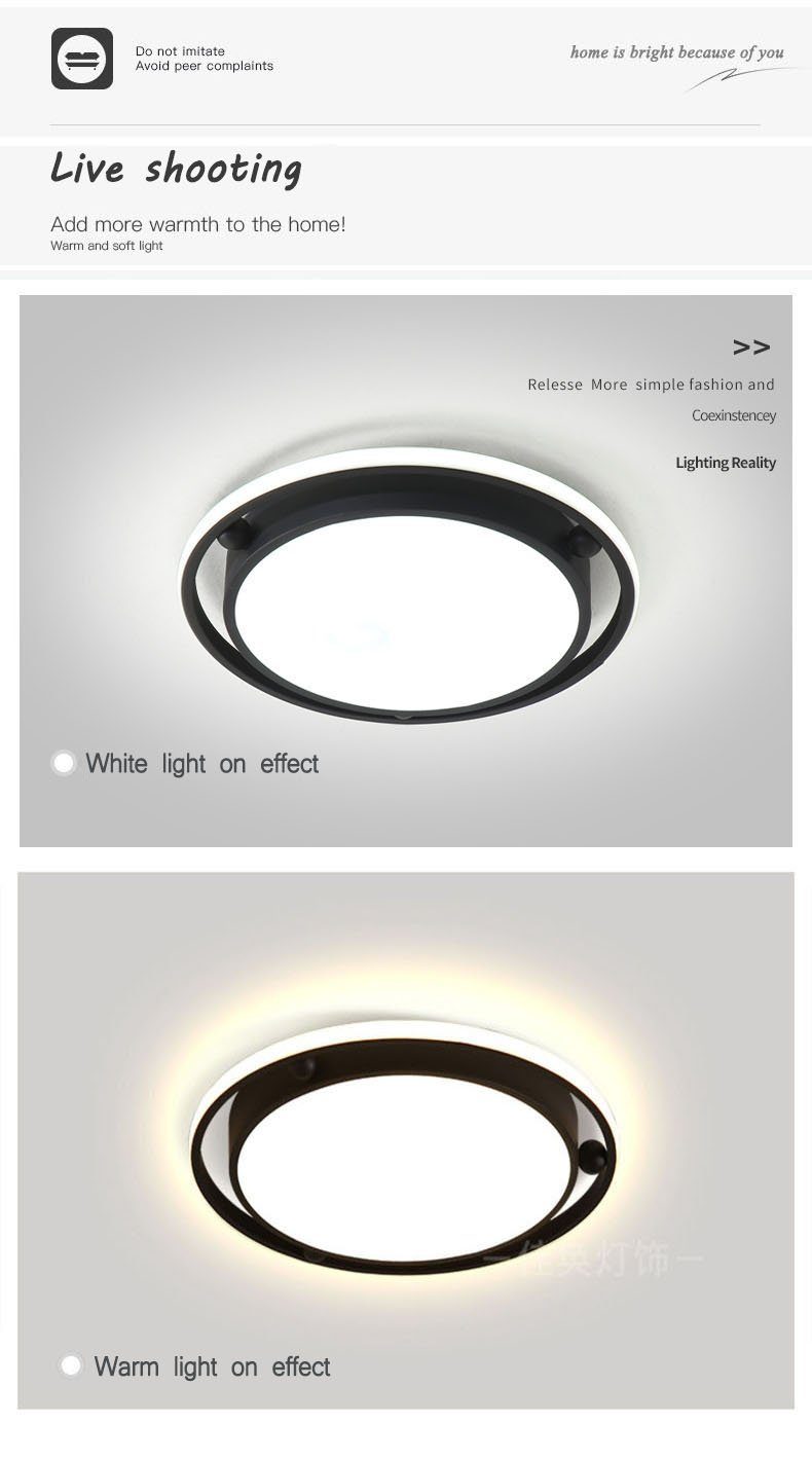 Deckenlampe Modern stufenlos LED fest LED dimmbar Deckenleuchten LED Schwarz Deckenleuchte Dimmbar integriert, 38W Schlafzimmer, mit Fernbedienung Warmweiß/Neutralweiß/Kaltweiß, Daskoo