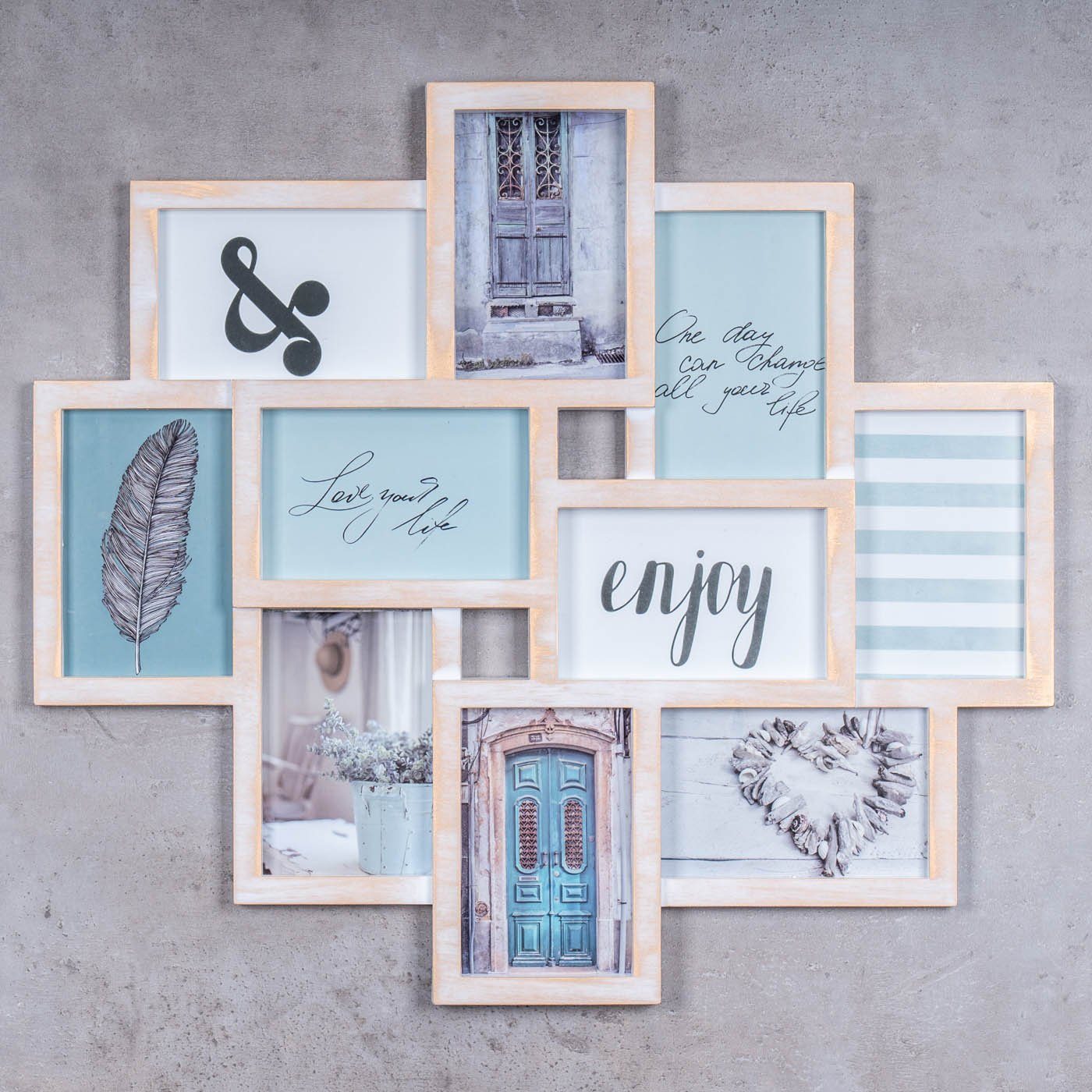 Levandeo® Bilderrahmen Collage, Bilderrahmen Collage 50x55cm 10 Fotos 10x15 günstig online kaufen