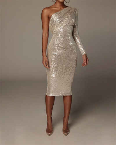 AFAZ New Trading UG Abendkleid One-Shoulder-Kleid, schräger Ausschnitt, Abendkleid mit Brustwickel