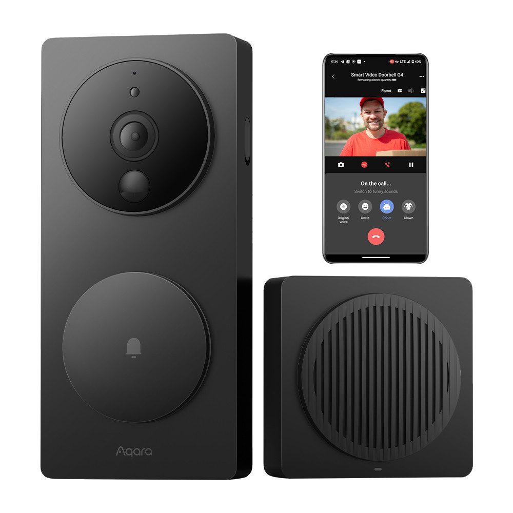 Aqara Smart Home Türklingel G4 Videotürklingel kabellos mit monitor (Smarte Video-Türklingel mit Kamera, WLAN (Wi-Fi), 1080p FHD, Lokale Gesichtserkennung und Automatisierungen, Sprachwechseloption, Sicherheit mit Aqara Smart Home System)