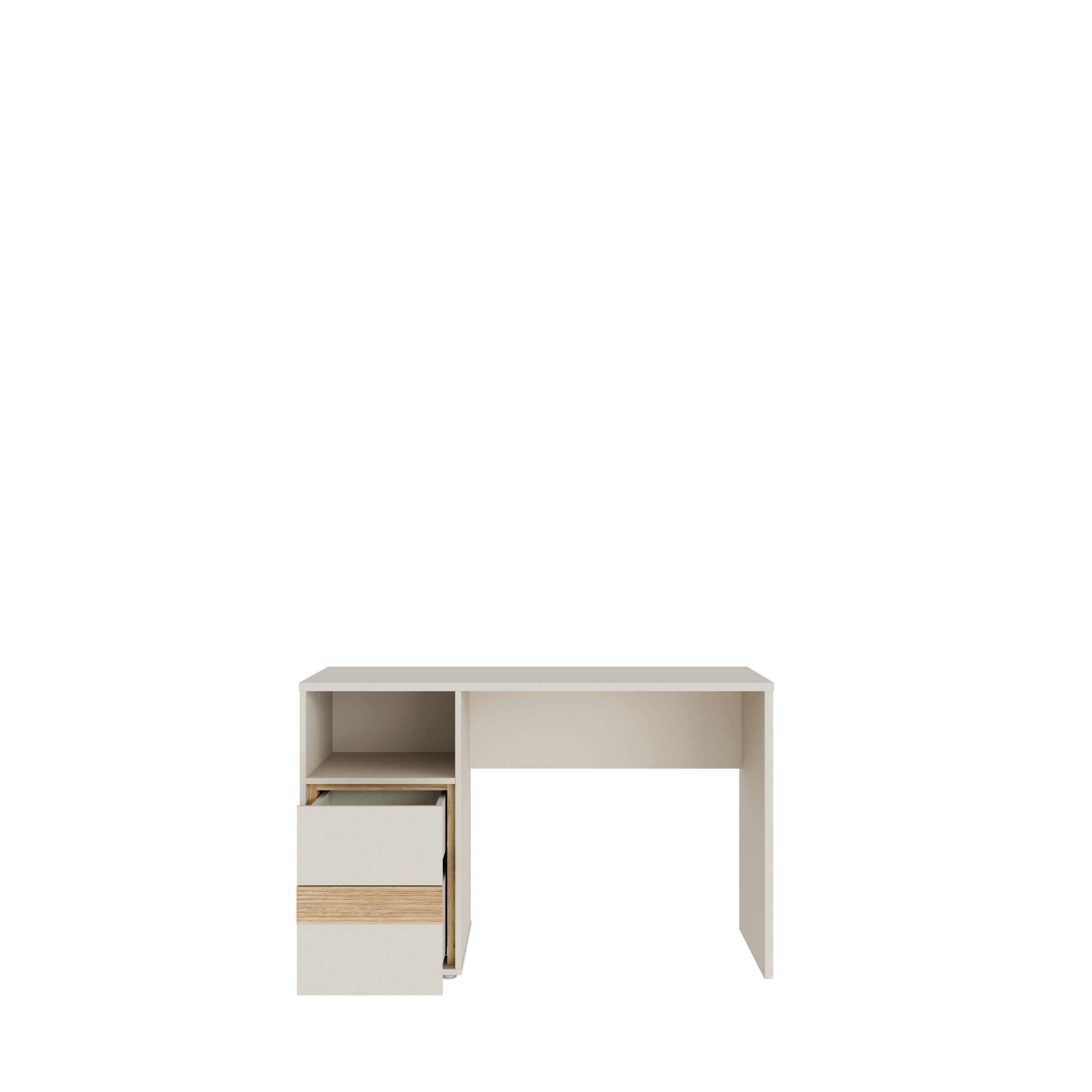 PREISBRECHER Schreibtisch WEXLIN, 2 Schübe, Sand / Mauvella Eiche Dekor - 119,7x75,7x50,2cm (BxHxT)