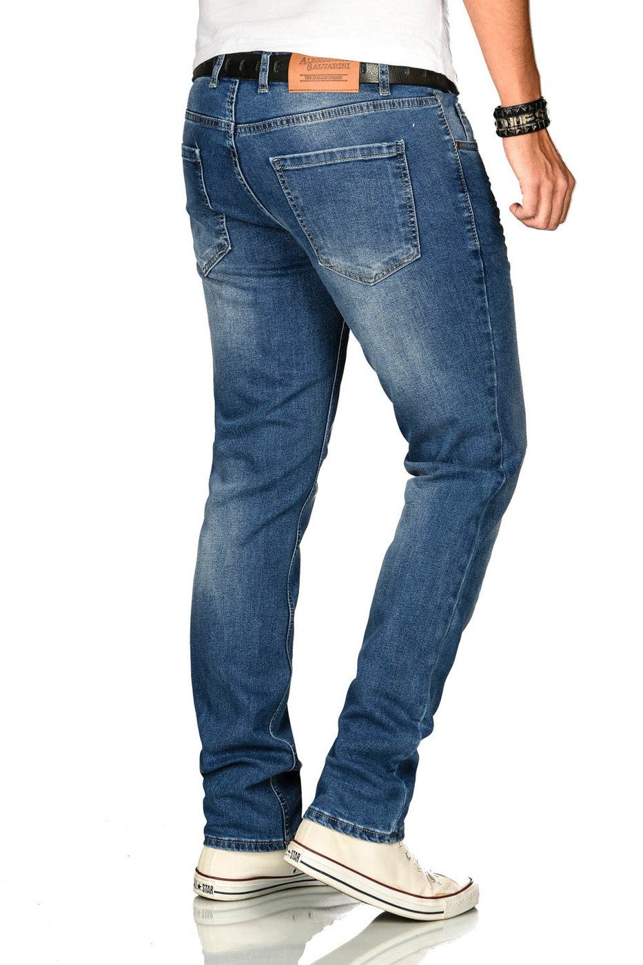 Straight-Jeans Alessandro ASAngelo mittelblau Salvarini