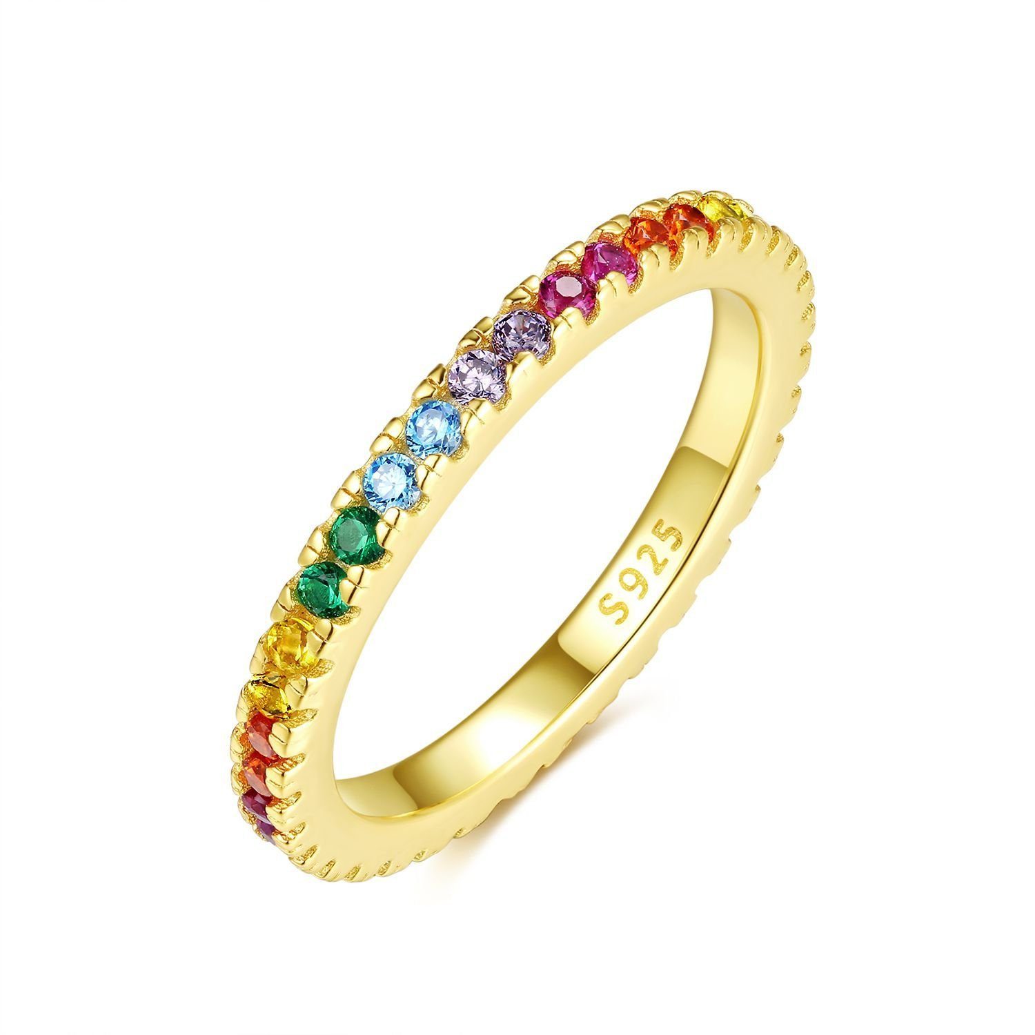 Lisandra Scott Silberring Eternity Ring 925 Silber »Bunte Zirkonia Steine« Regenbogen Rainbow, Ein Ring voller Farbe & Gefühl - funkelnd, bunt, bedeutungsvoll