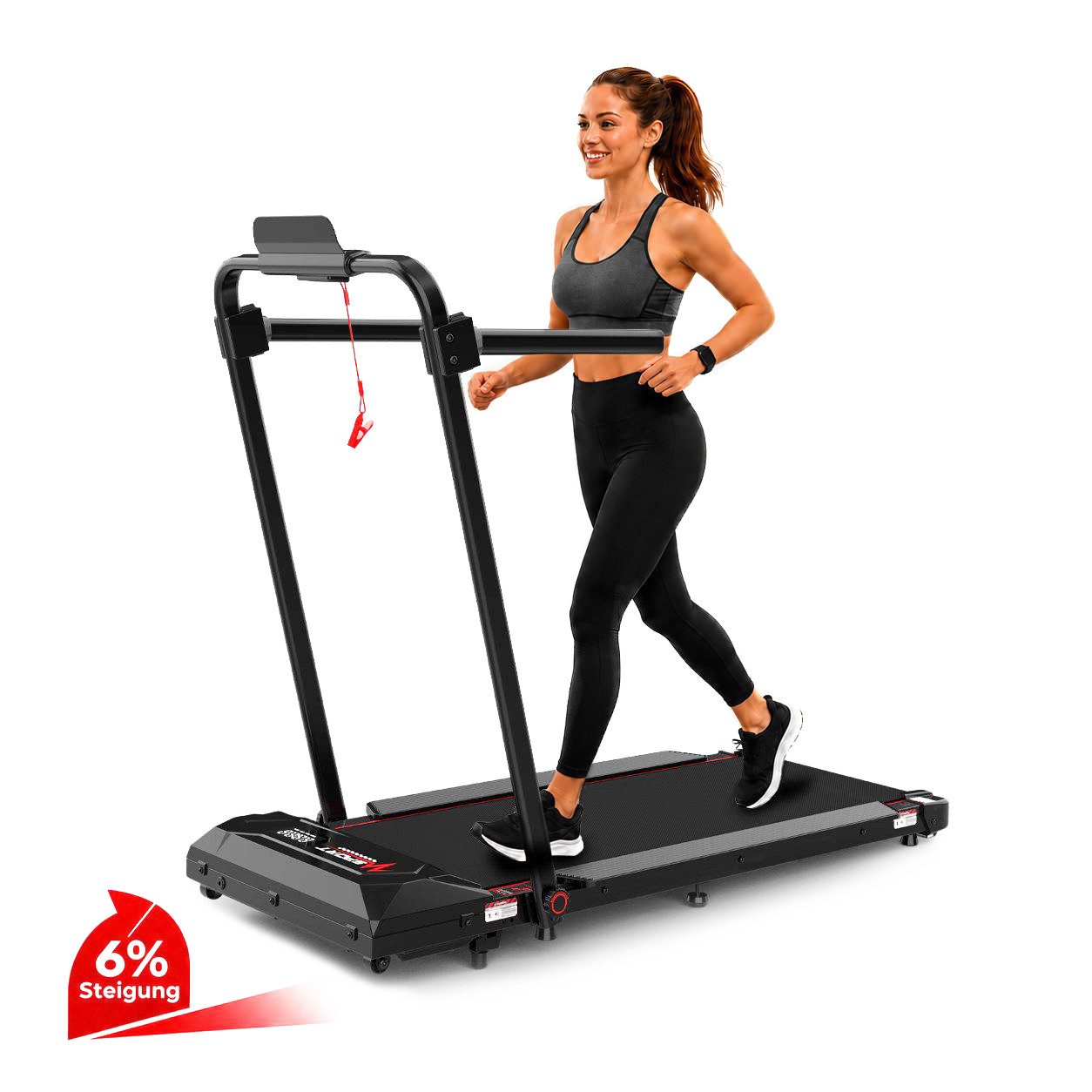 LIKESPORTING Laufband klappbar, 1400W 2 PS Walking Pad, 1–8 km/h, 6% Steigung, 100×40 cm Lauffläche, 120 kg, LED-Display, Fernbedienung