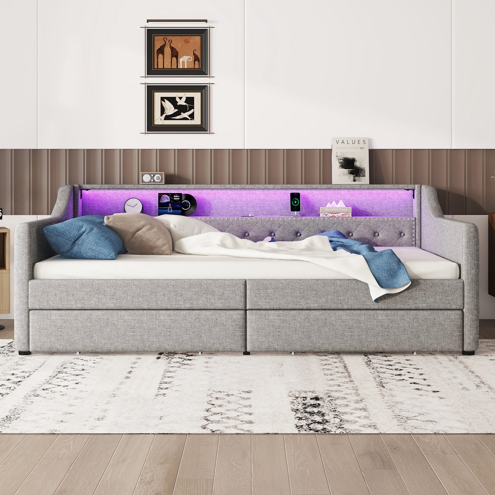 TavilaEcon Einzelbett Schlafsofa mit Lattenrost, zwei günstig online kaufen