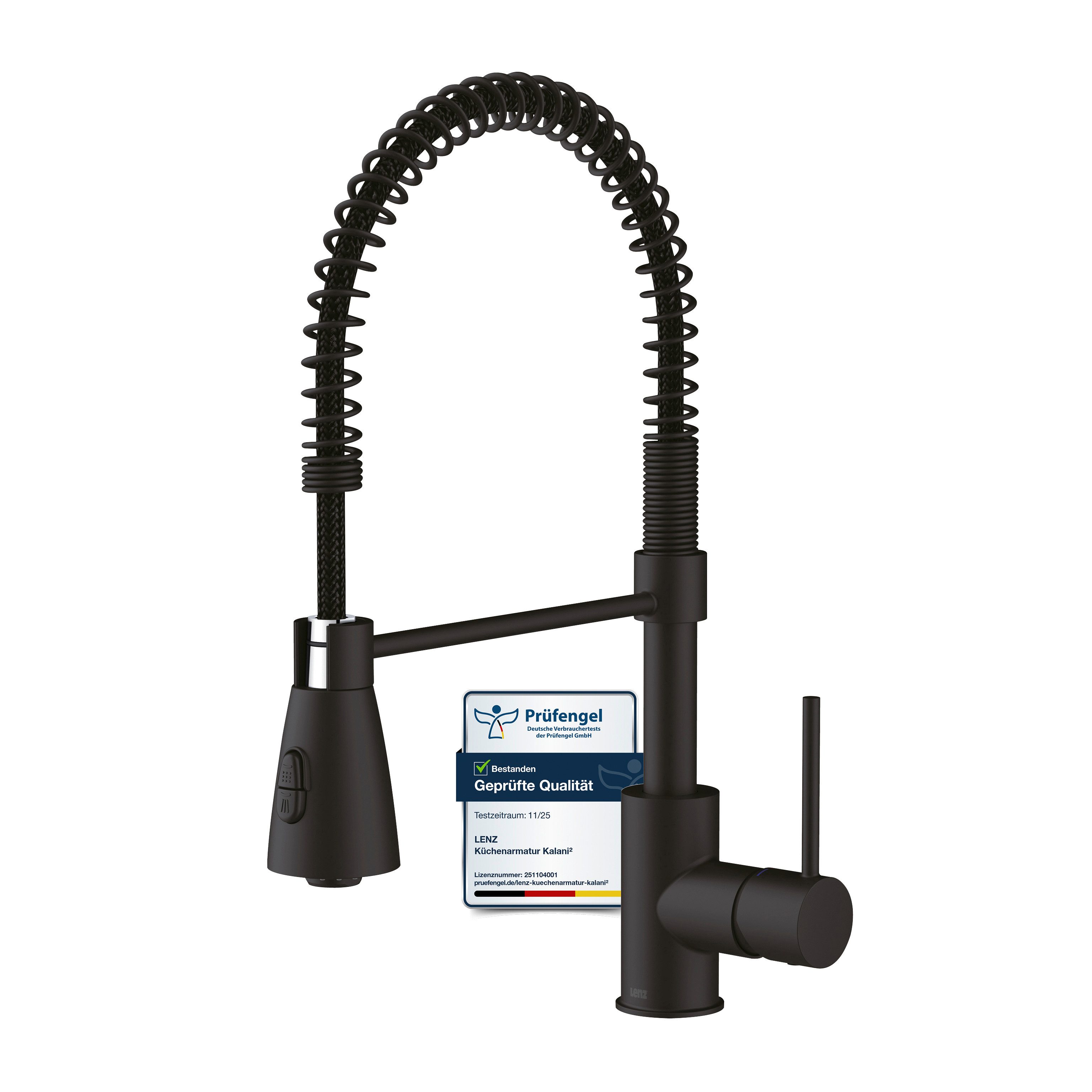 Lenz Küchenarmatur KALANI² flexible Geschirrbrause, 2 Strahlarten, 306° schwenkbar Nickelfrei