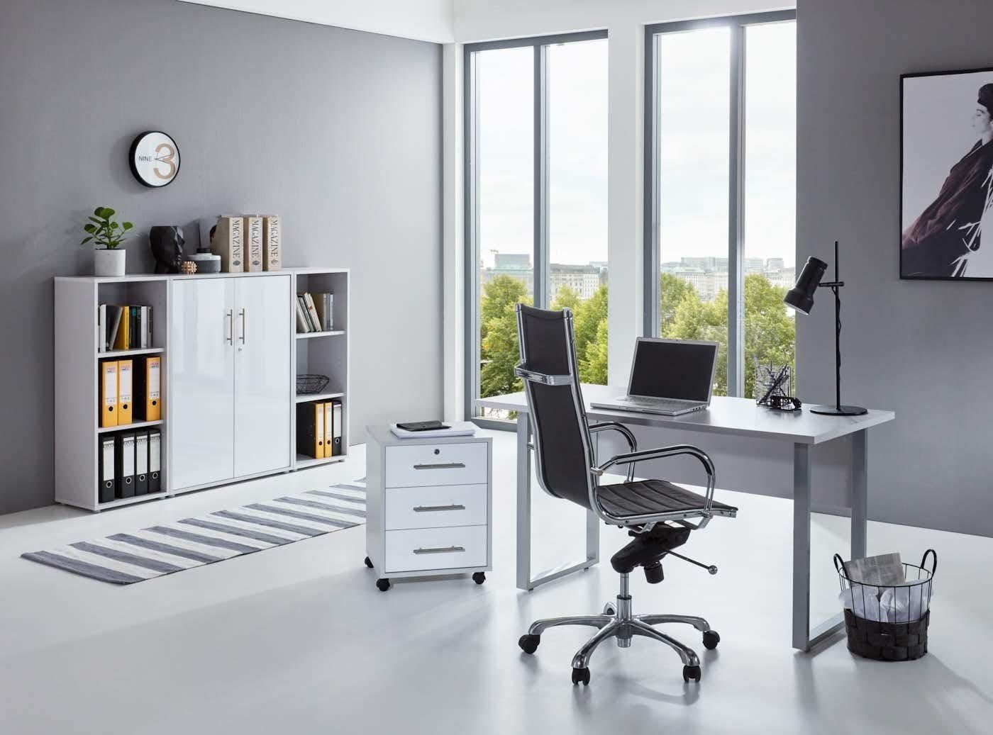 BMG Möbel Aktenschrank Office Edition Mini Set 2 Büromöbel komplett Set für Arbeitszimmer und Homeoffice