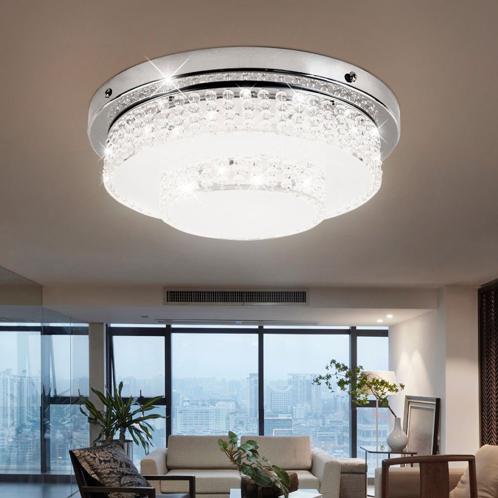 Neutralweiß, LED LED-Leuchtmittel Wohnzimmerlampe Deckenlampe mit verbaut, etc-shop Kristallleuchte fest Deckenleuchte, Deckenleuchte