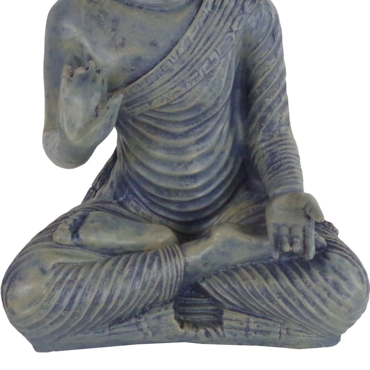 Betonoptik Buddha Feng 42cm sitzend colorierte Tempelbuddha Shui, Skultpur Dekoobjekt Polyresin-Figur