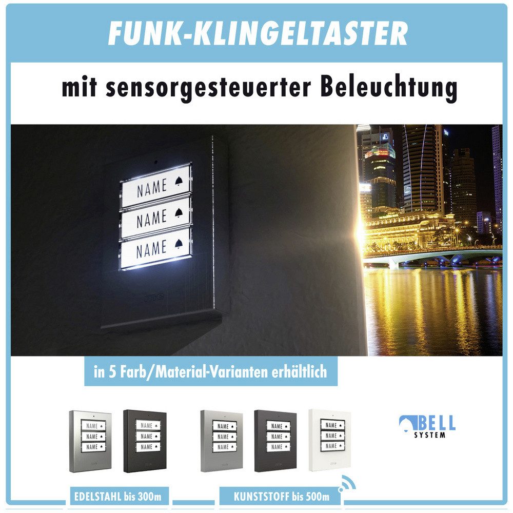 m-e Türklingel m-e modern-electronics 100168 Funkklingel Komplett-Set beleuchtet, kla