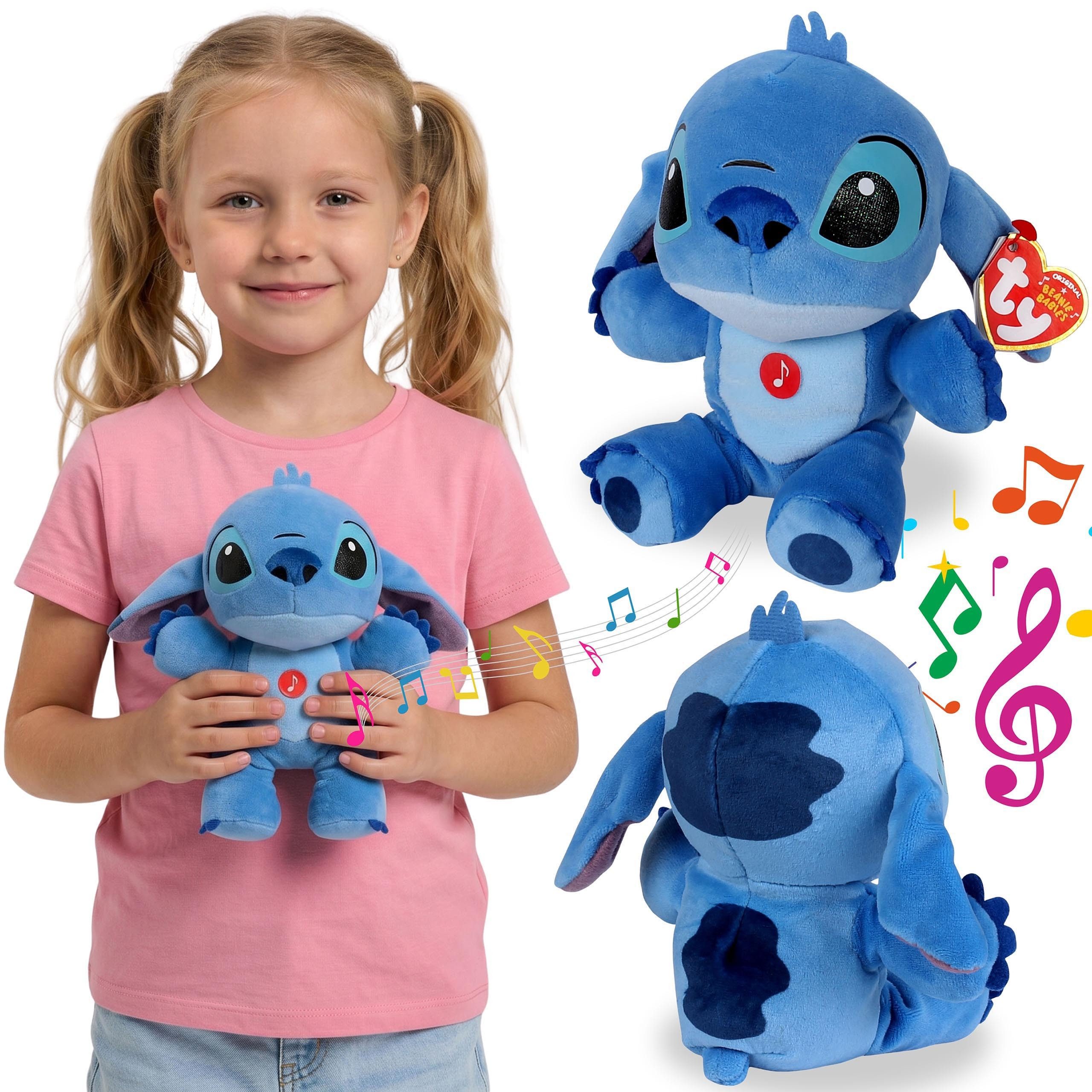Ty® Kuscheltier TY DISNEY Stitch Kuscheltier mit Sound BEANIE BABIES 20 cm