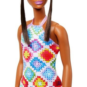 Mattel® Babypuppe Barbie Fashionistas-Puppe mit Dutt und gehäkeltem Kleid