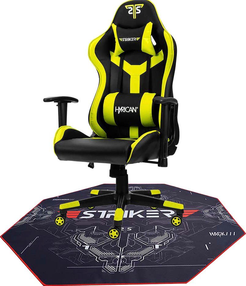 Hyrican Gaming-Stuhl Striker Gaming-Stuhl "Copilot" Gamingstuhl + Stuhlunterlage (Set), Bodenschutzmatte 1100x1100x2mm