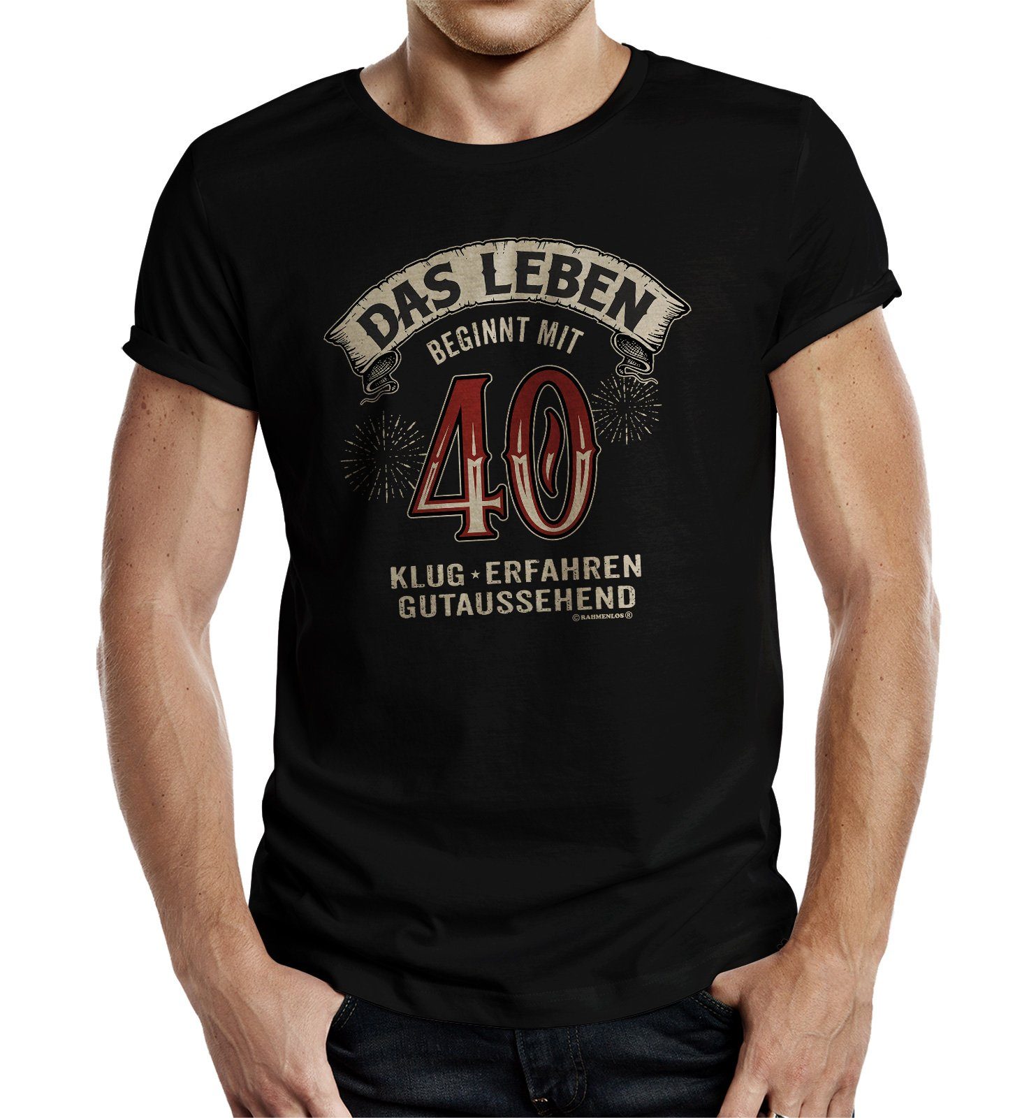 T-Shirt Geschenk zum runden Geburtstag: Das Leben beginnt mit 40