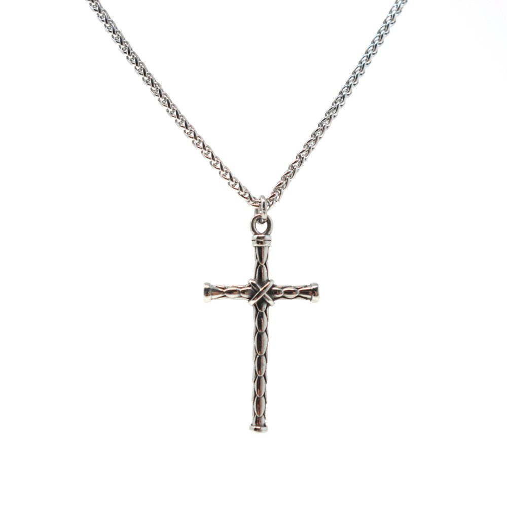 DALMARO Edelstahlkette Lederkette Edelstahl 316 THE CROSS, Herren Biker Kette - Inkl. Schmuckbox