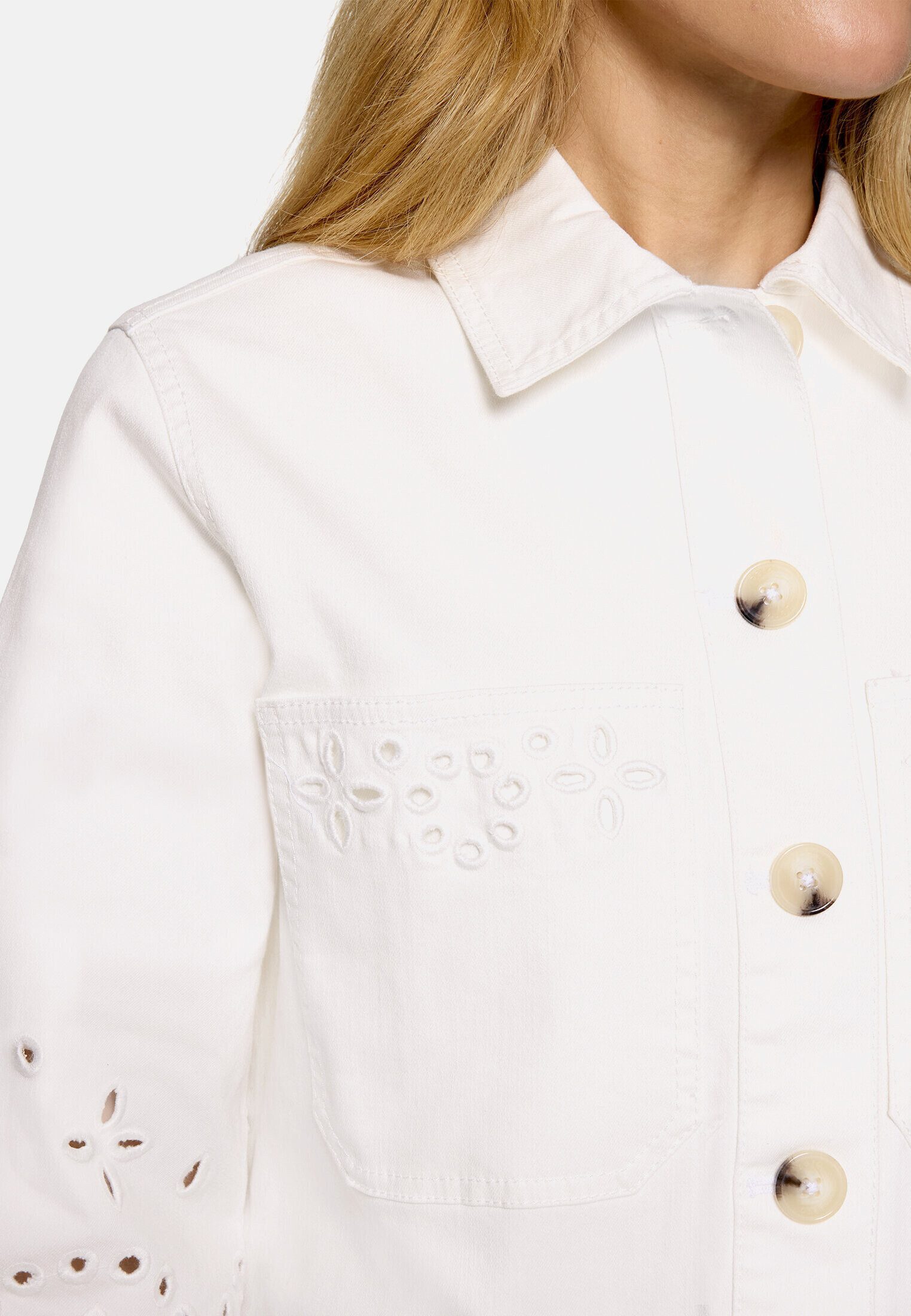 Zero Jackenblazer Damen mit Lochmuster Lochstickerei