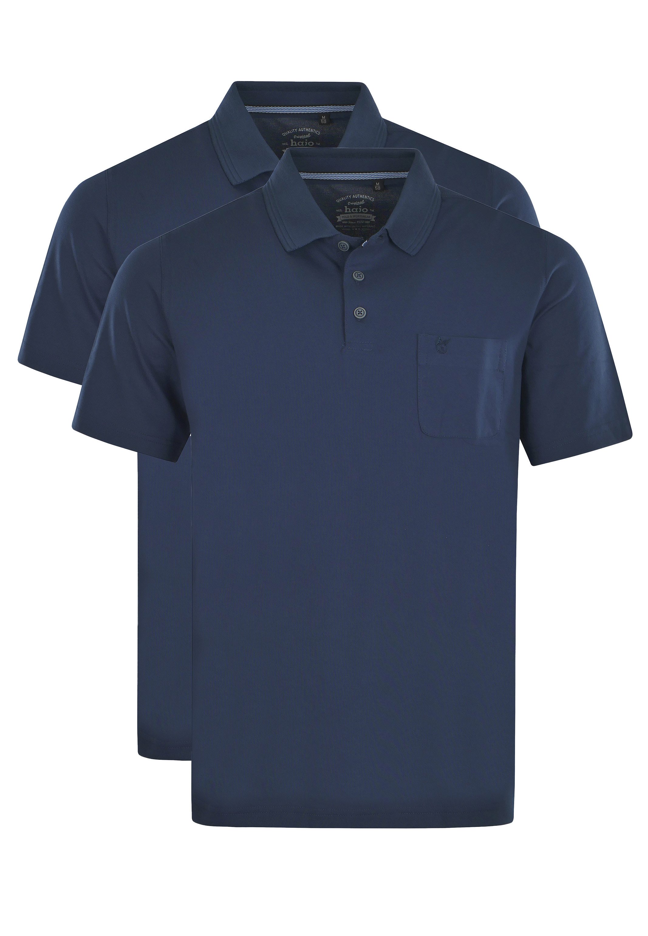 Hajo Poloshirt 2er Pack Pique (Spar-Set, 2-tlg) Poloshirt - Baumwolle - Atmungsaktiv - Gesäumter Armabschluss
