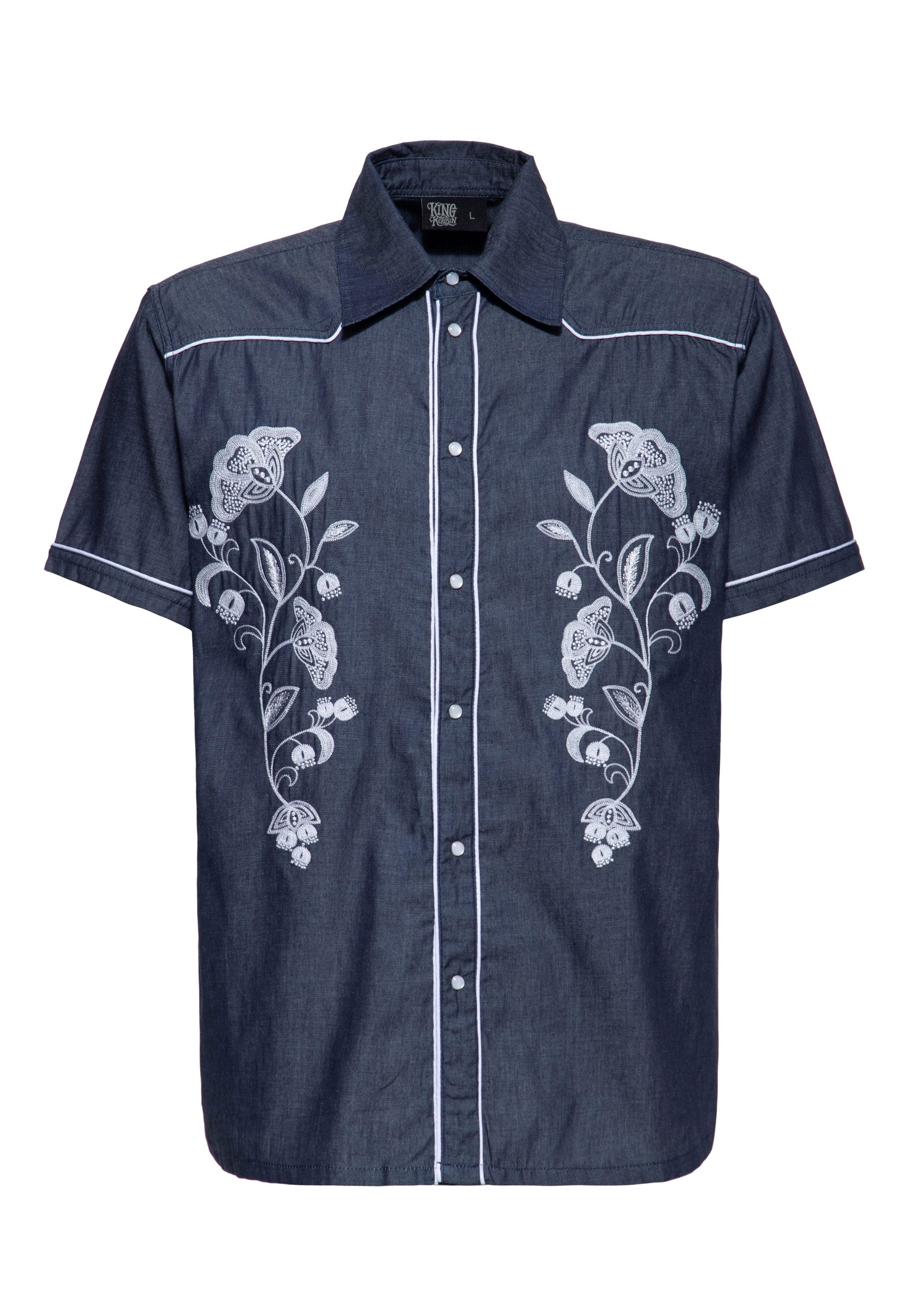 KingKerosin Kurzarmhemd mit Stickerei