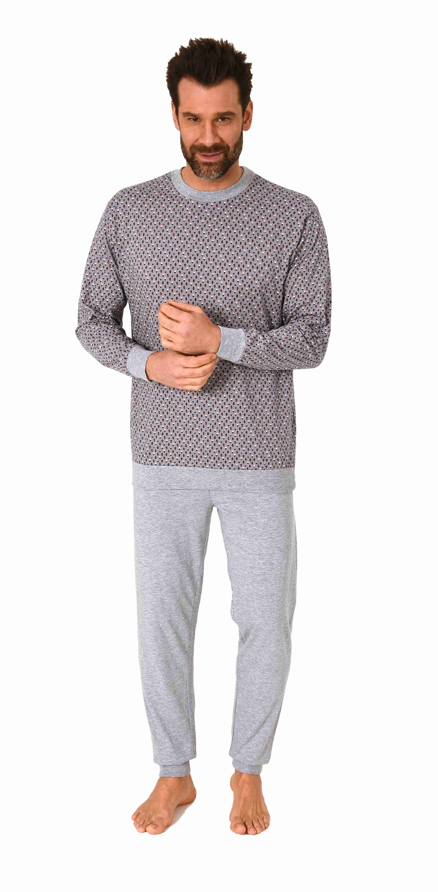 Normann Pyjama Herren Schlafanzug langarm mit Bündchen Pyjama mit edlen  Minimalprint - 102 101 10 709