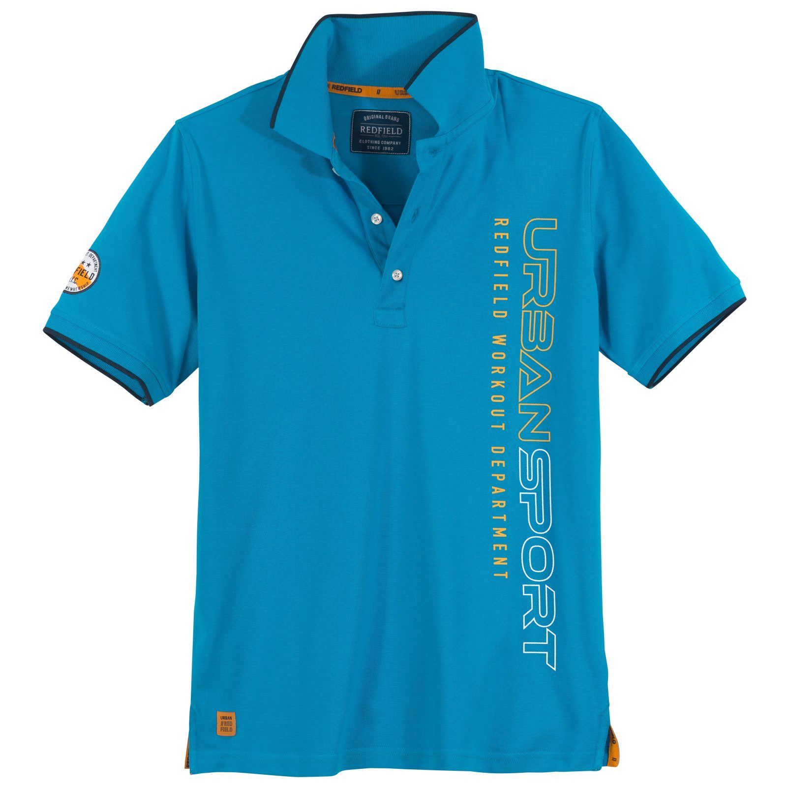 redfield Poloshirt Redfield Poloshirt Übergröße türkisblau Vertikalprint