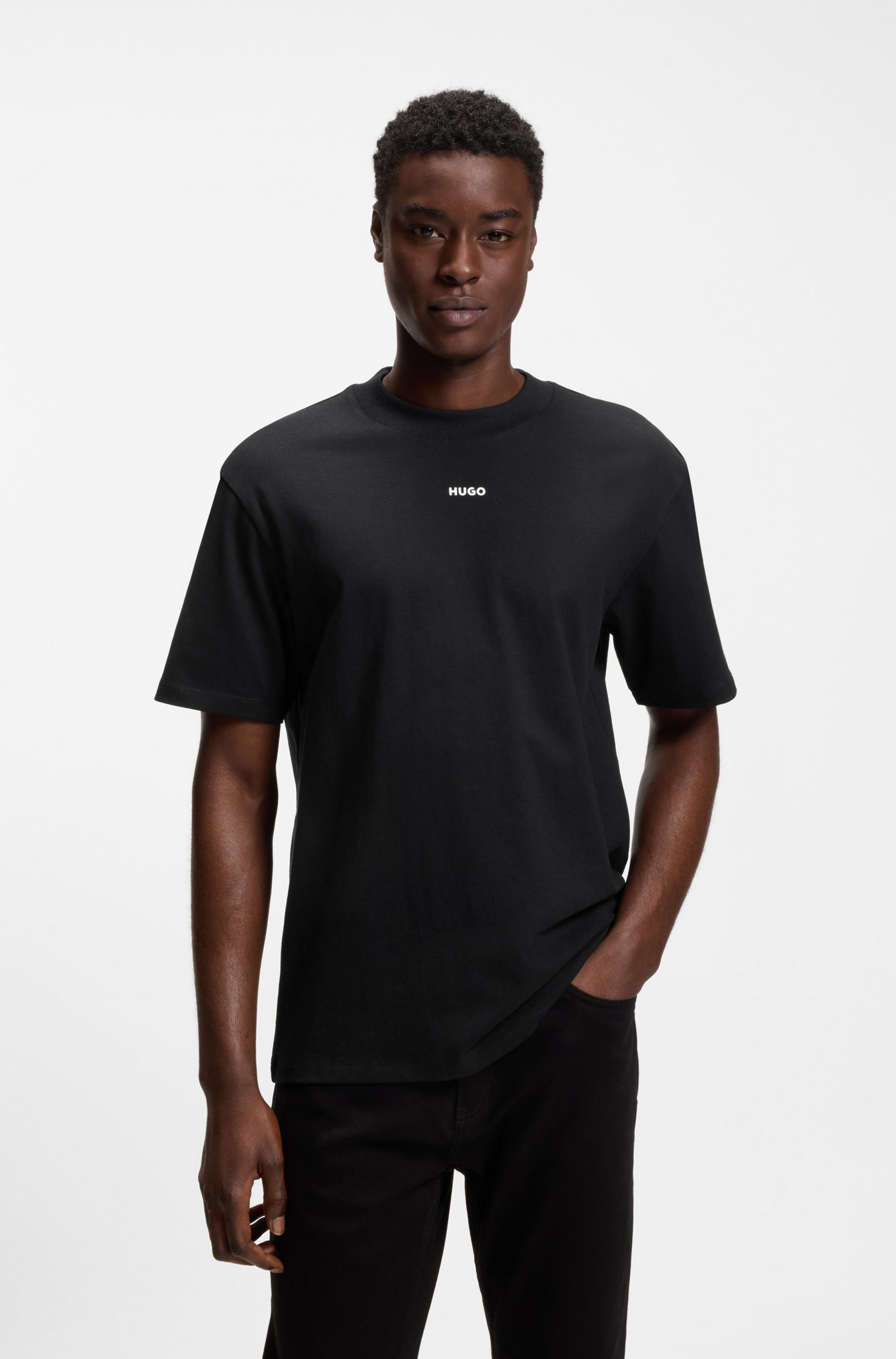 HUGO T-Shirt Rundhalsausschnitt, Relaxed Fit, Logo-Print