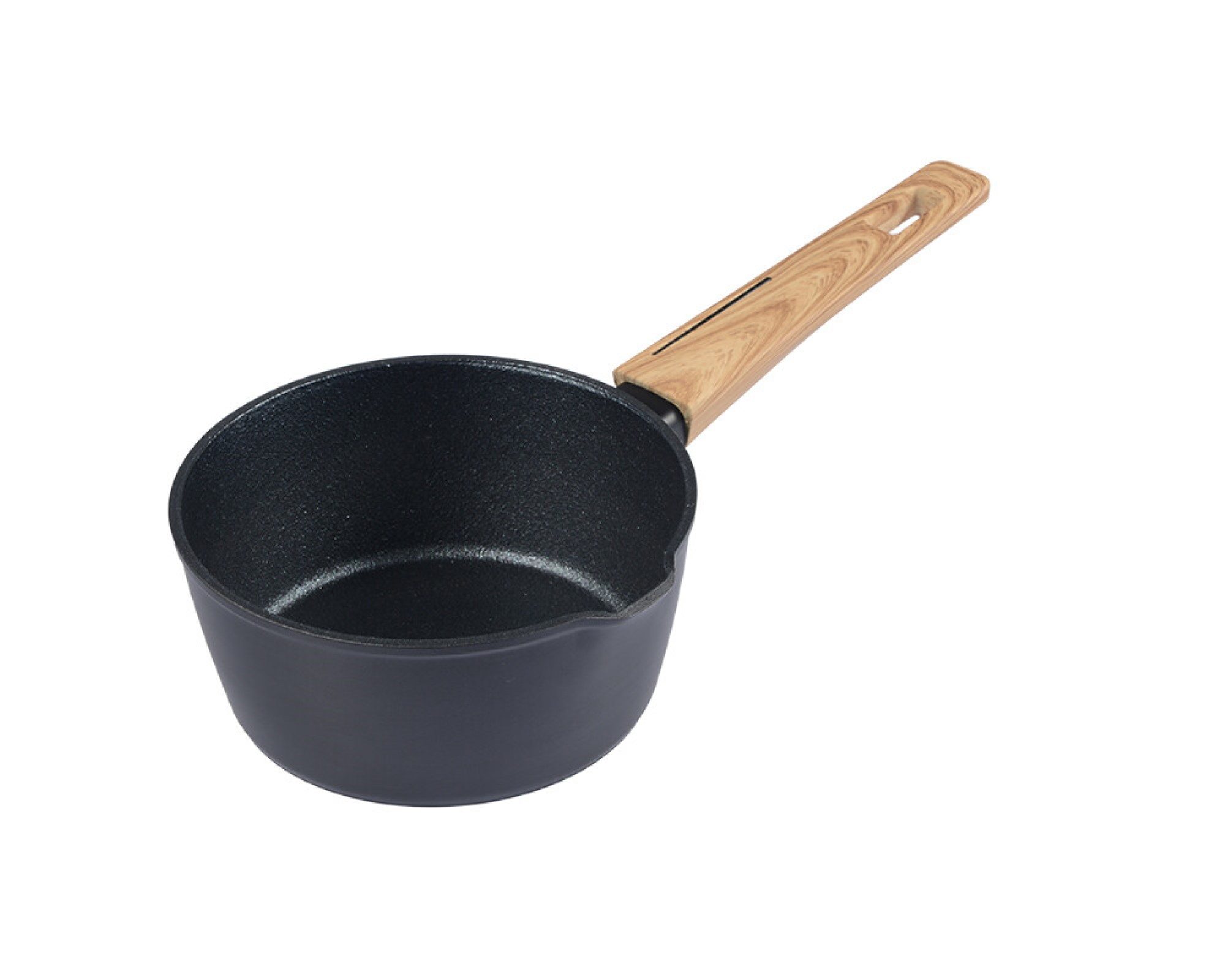 Schäfer Elektronik Serviertopf Stieltopf ø16 cm mit Softgriff in Holz-Optik für alle Herdarten, (1-tlg)