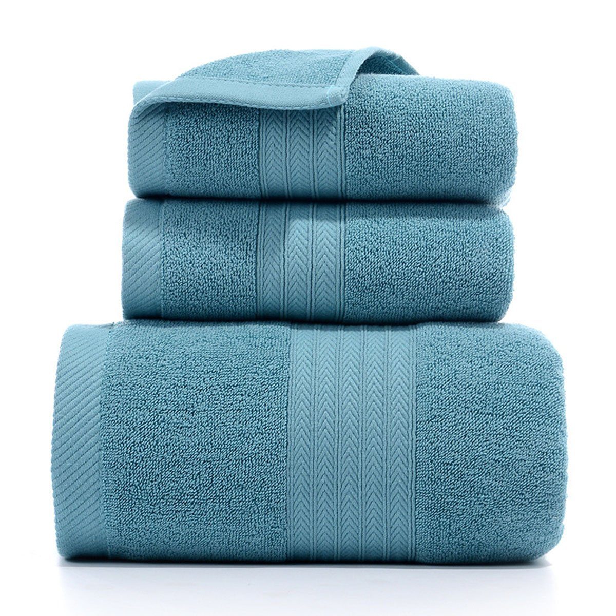 Jormftte Handtuch Set Handtücher Set-2xHandtuch,1xBadetuch,saugfähig und weich,für zu Hause Grün