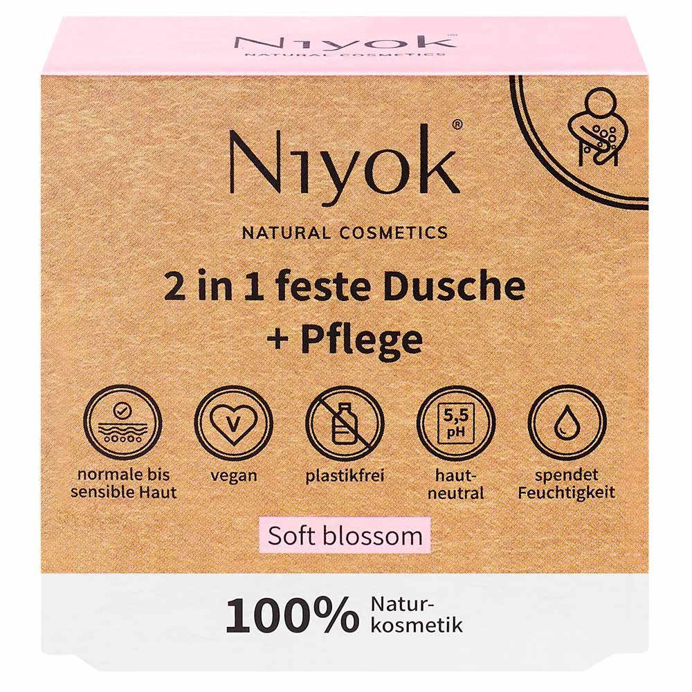Niyok Duschgel 2 in 1 feste Dusche & Pflege Soft Blossom, 80 g