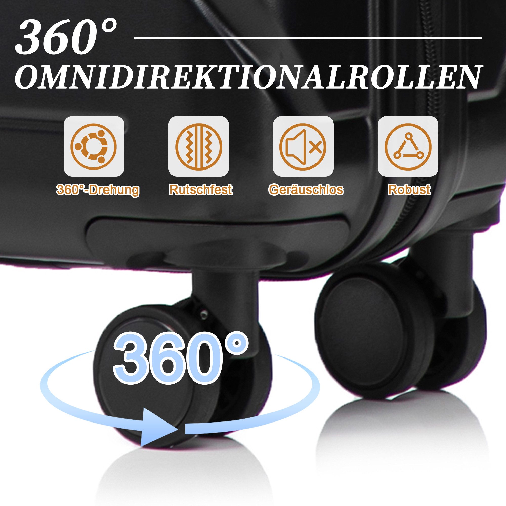 GLP Trolleyset Hartschalen Koffer S-M Set Reisekoffer Trolley, 4 Rollen, (Robustes Koffer-Set aus ABS-Hartschale, 2 tlg., 360° leisen Doppelrollen & verstellbarem Teleskopgriff), für Reisen, Wochenendtrips & Geschäftsreisen