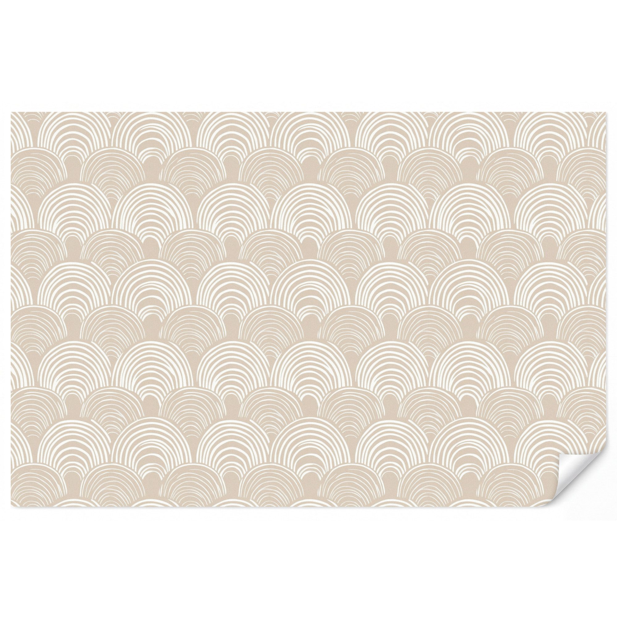 OnlyWow Fototapete Wellen - Textur - Beige, Matt, bedruckt, Wohnzimmer, Modern, Wanddekoration, Vliestapete 100x70cm