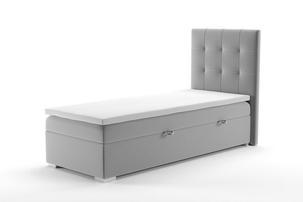 Xlmoebel Einzelbett Graues Boxspringbett mit hochwertiger Polsterung und Bettkasten (Boxspringbett, Boxspringbett), Hergestellt in Europa