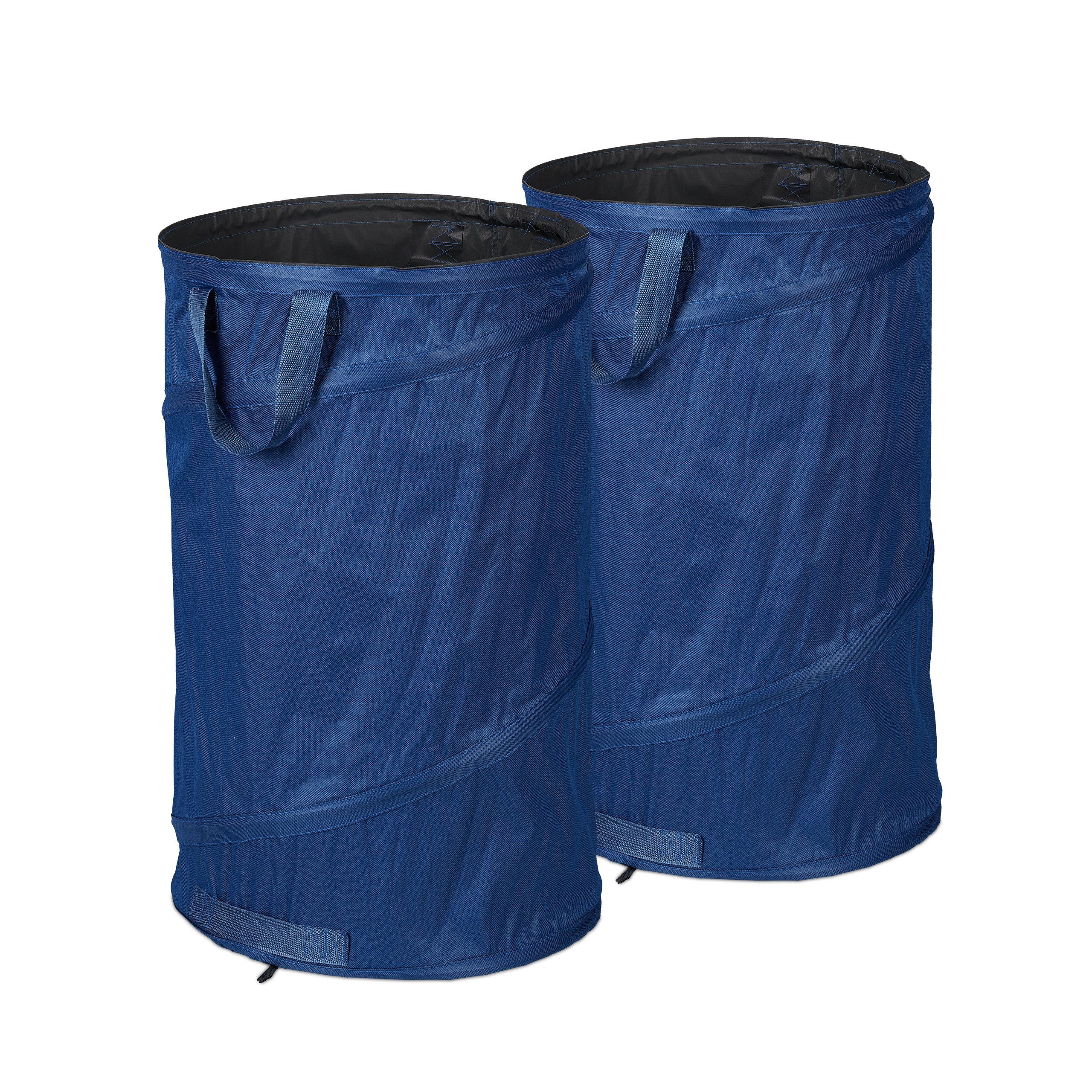 relaxdays Gartensack 2er Set Pop Up Laubsack 120 L blau