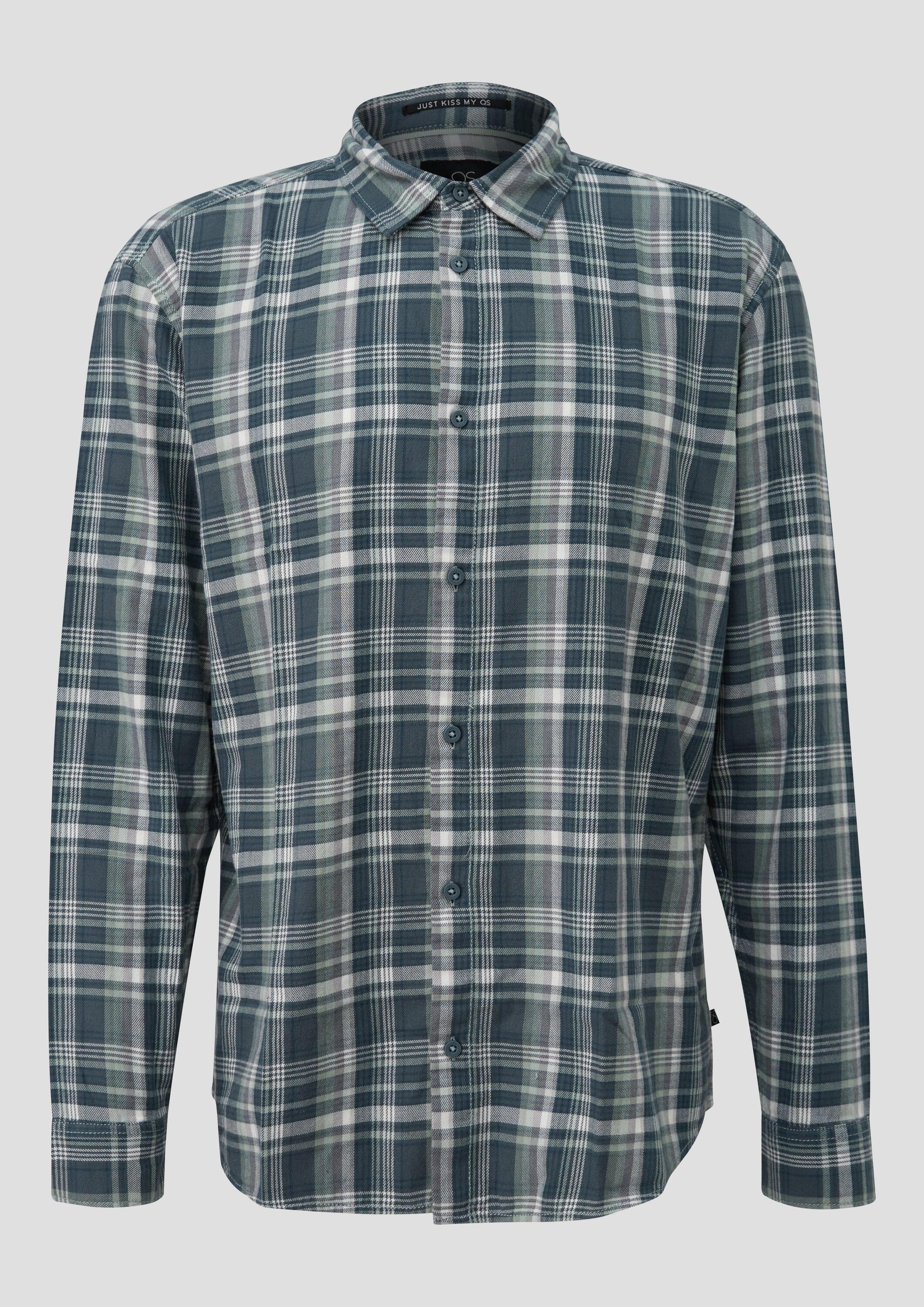 QS Langarmhemd Hemd Regular Fit: Flanellhemd